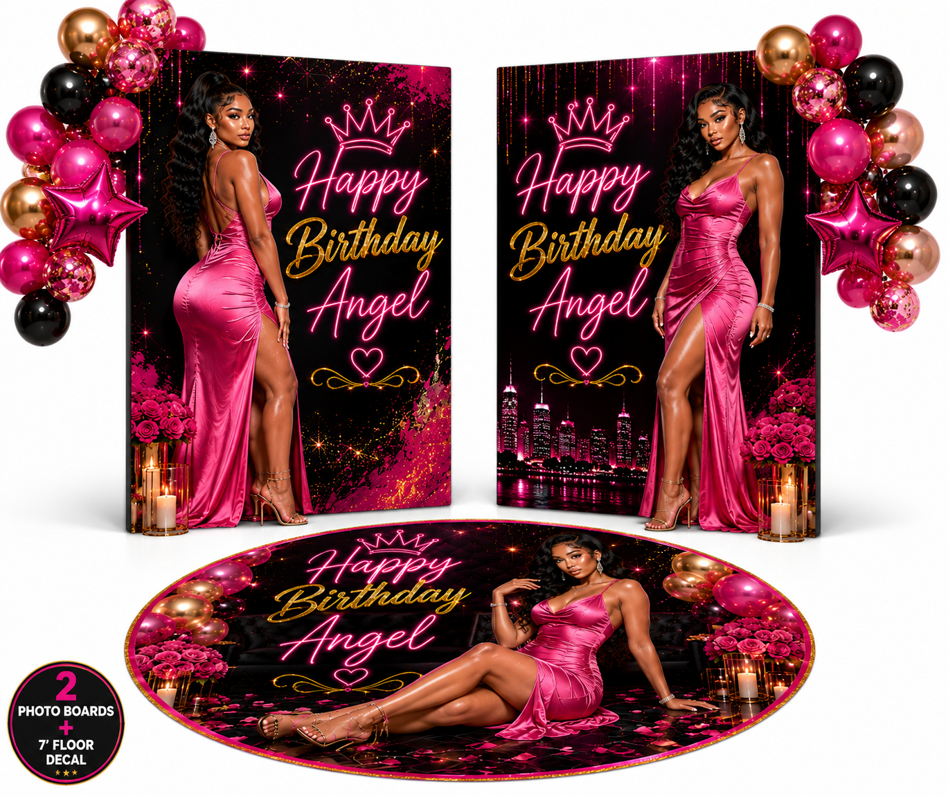 Birthday Photo Boards & Floor Decal Set | Signature Birthday Package | Personalized Birthday Party Decor