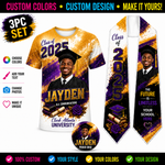 3pc 3D Shirt Bundle Including Custom Graduation Shirt, Stole & Button