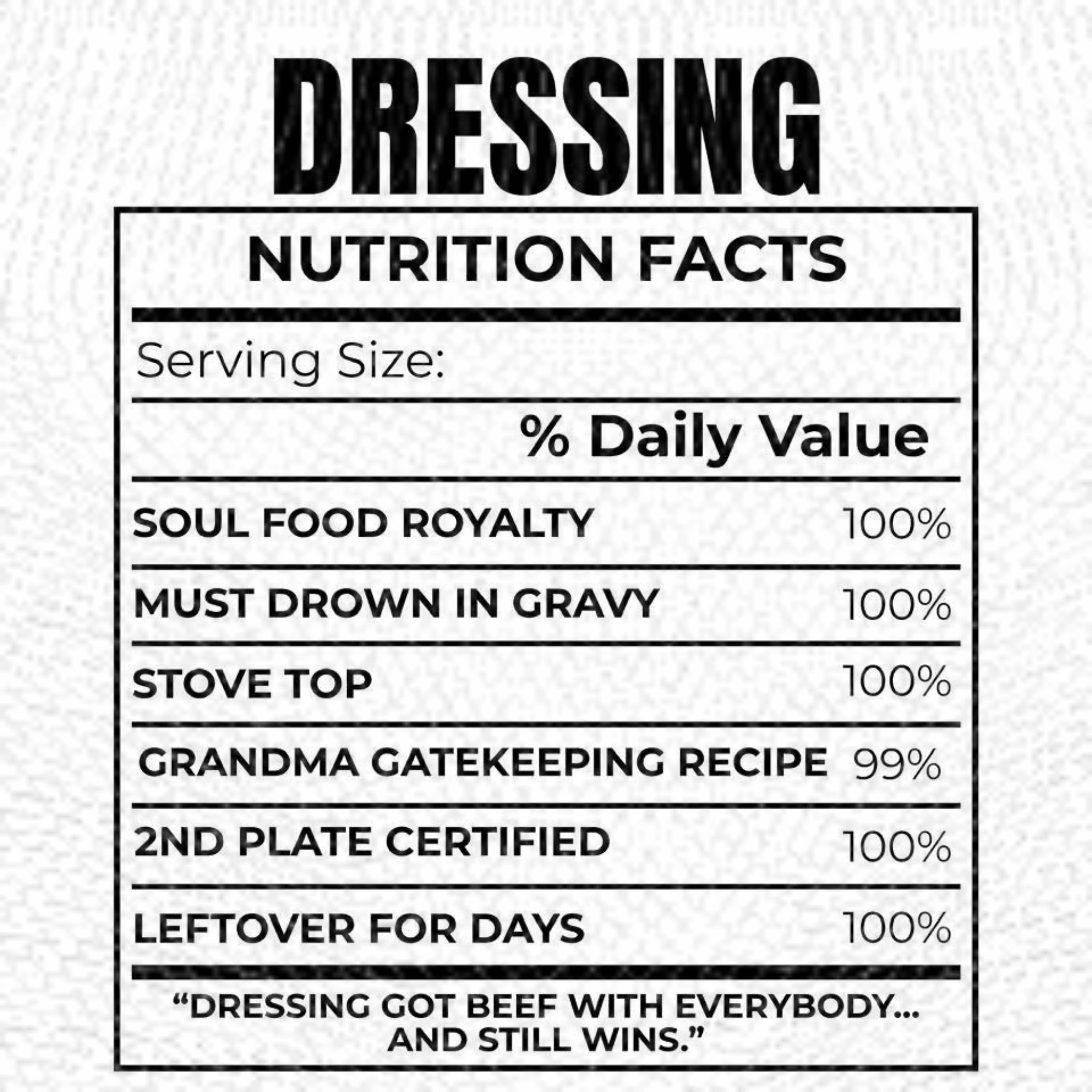 Dressing Nutrition Facts | PNG | Instant Download | Sublimation & DTF Clipart | 300 DPI