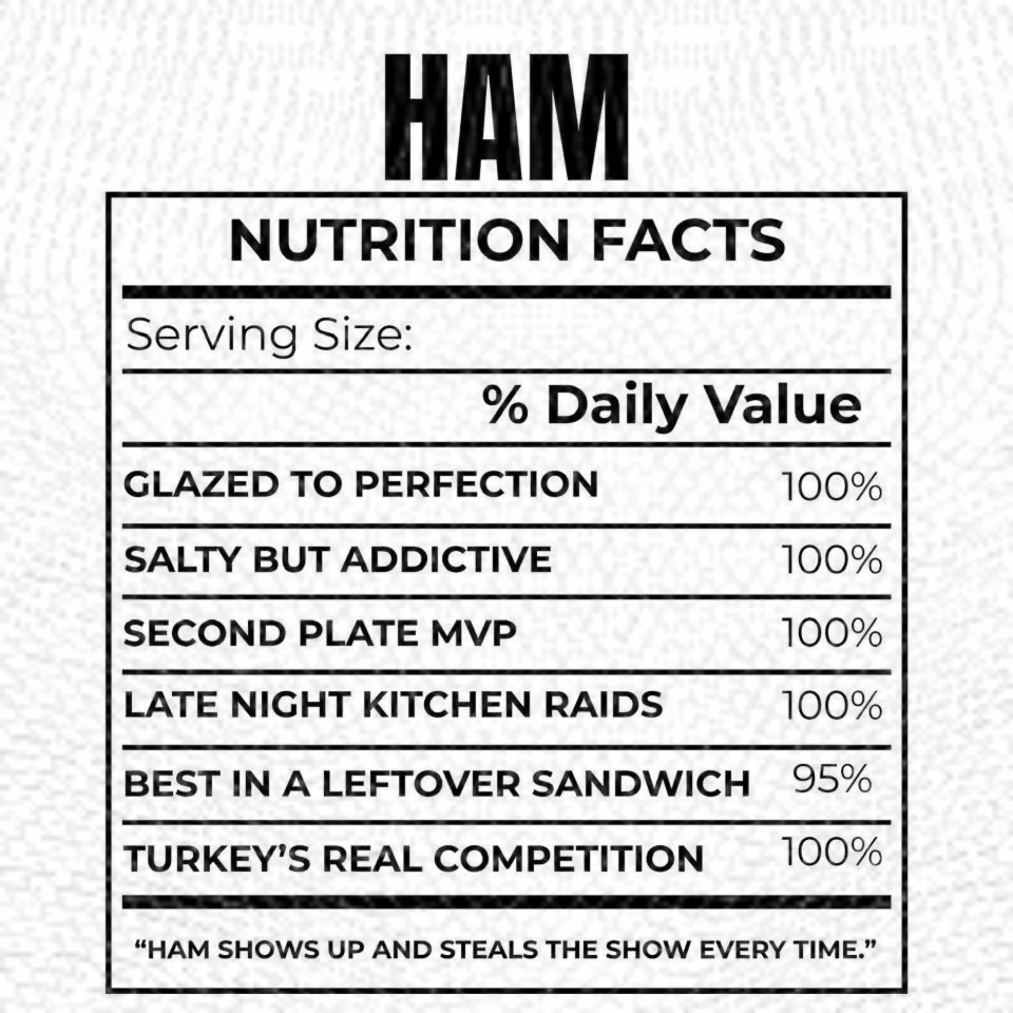 Funny Thanksgiving Food Nutrition Facts Tee (Pick Your Print)