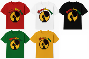 Happy Juneteenth Afro Woman T-Shirt – Pan-African Heritage Design