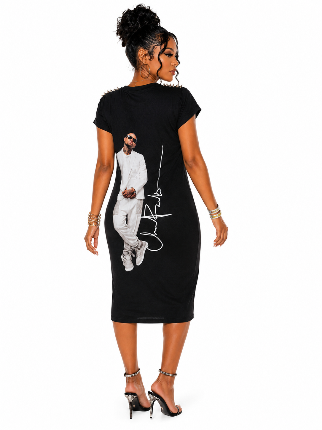 One-of-a-Kind Chris Brown & Usher R&B Tour Studded Midi Dress – Large