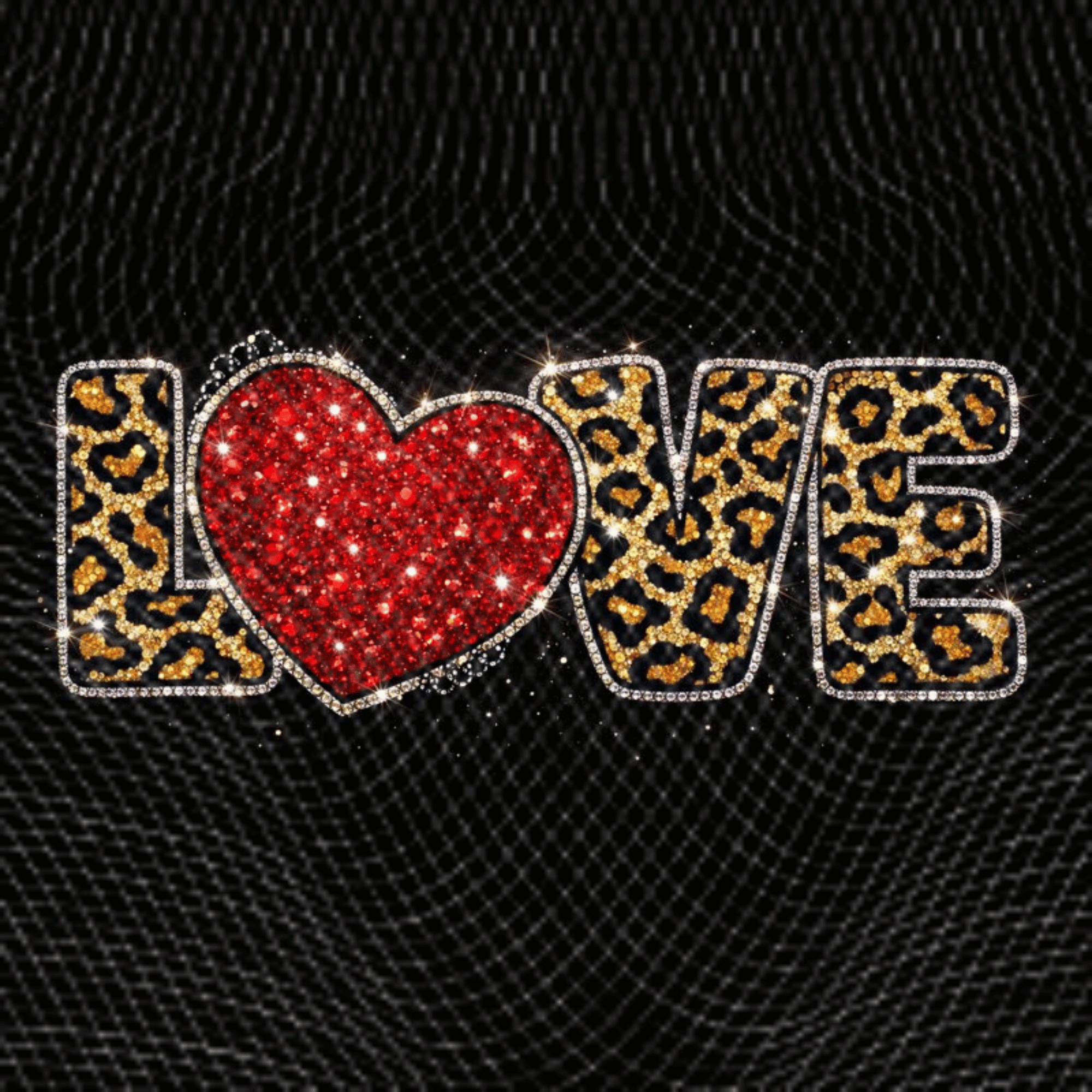 Bling Rhinestone Leopard Love PNG, Glitter Heart Animal Print Valentine Design, Sparkly Love Shirt Graphic, Sublimation Digital Download