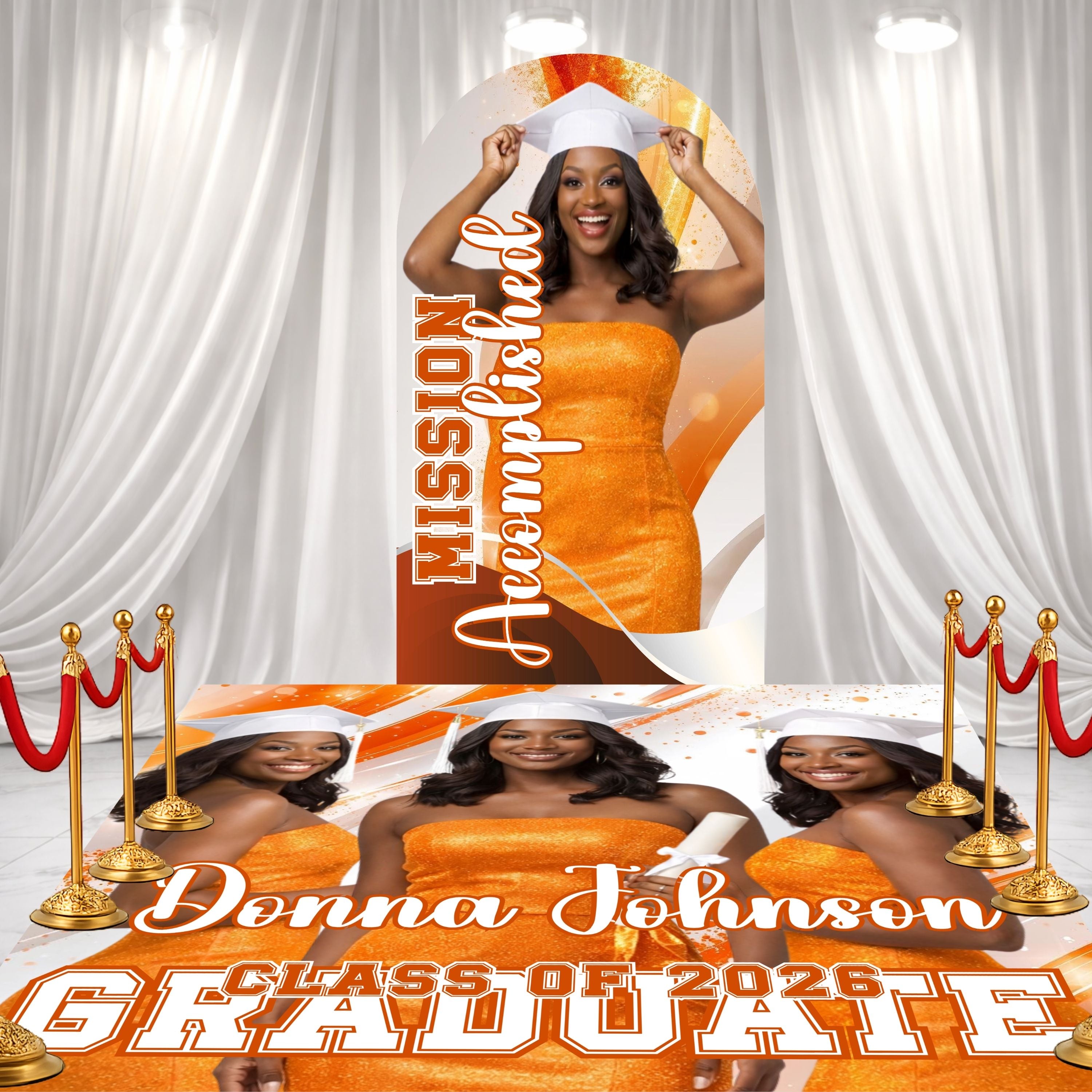 Orange Graduation Decor Set – – Add a Secondary Color to match your theme