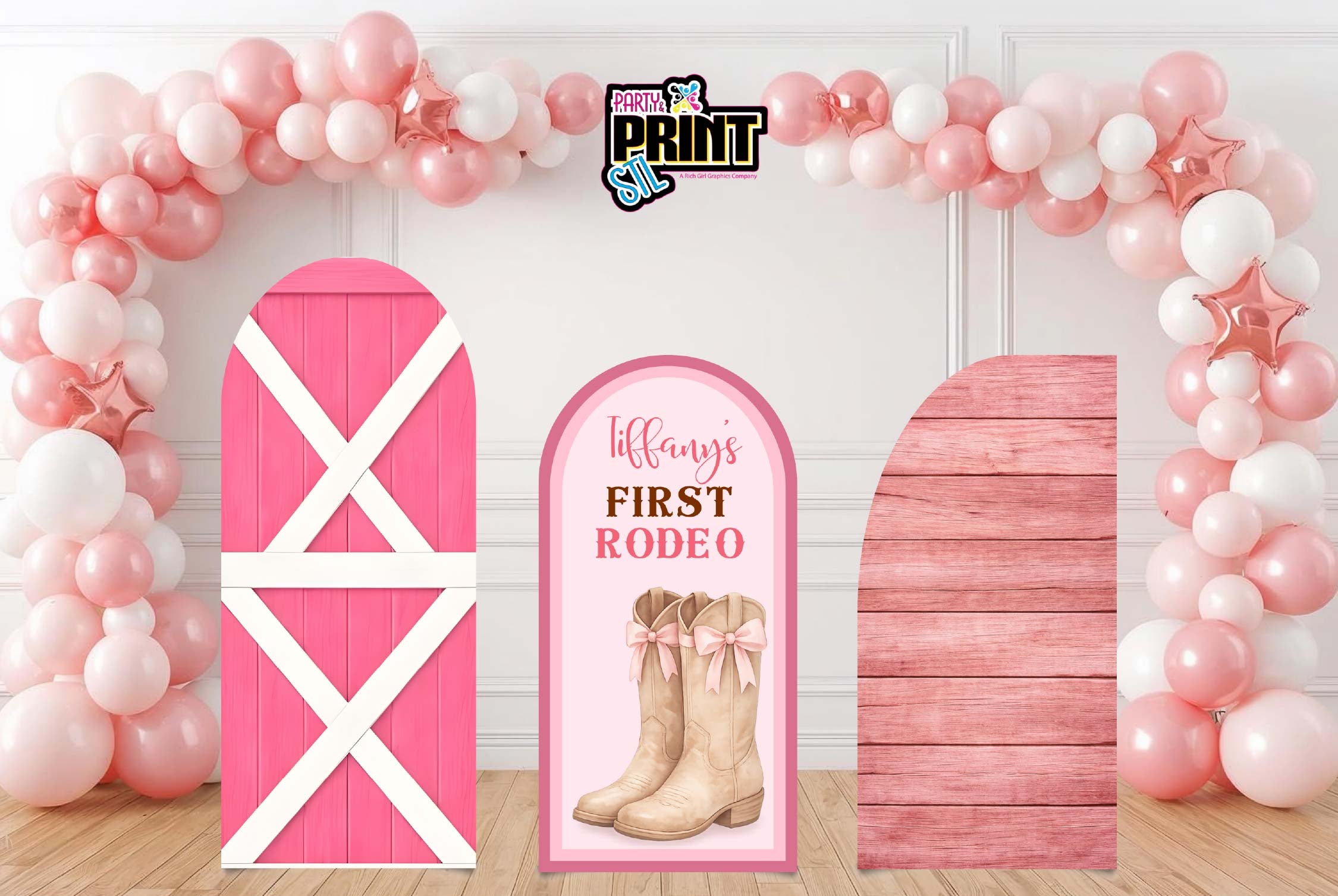 Pink Rodeo Cowgirl Party Decor Packages – Any Age | Printed Backdrops & Props | Choose Your Set