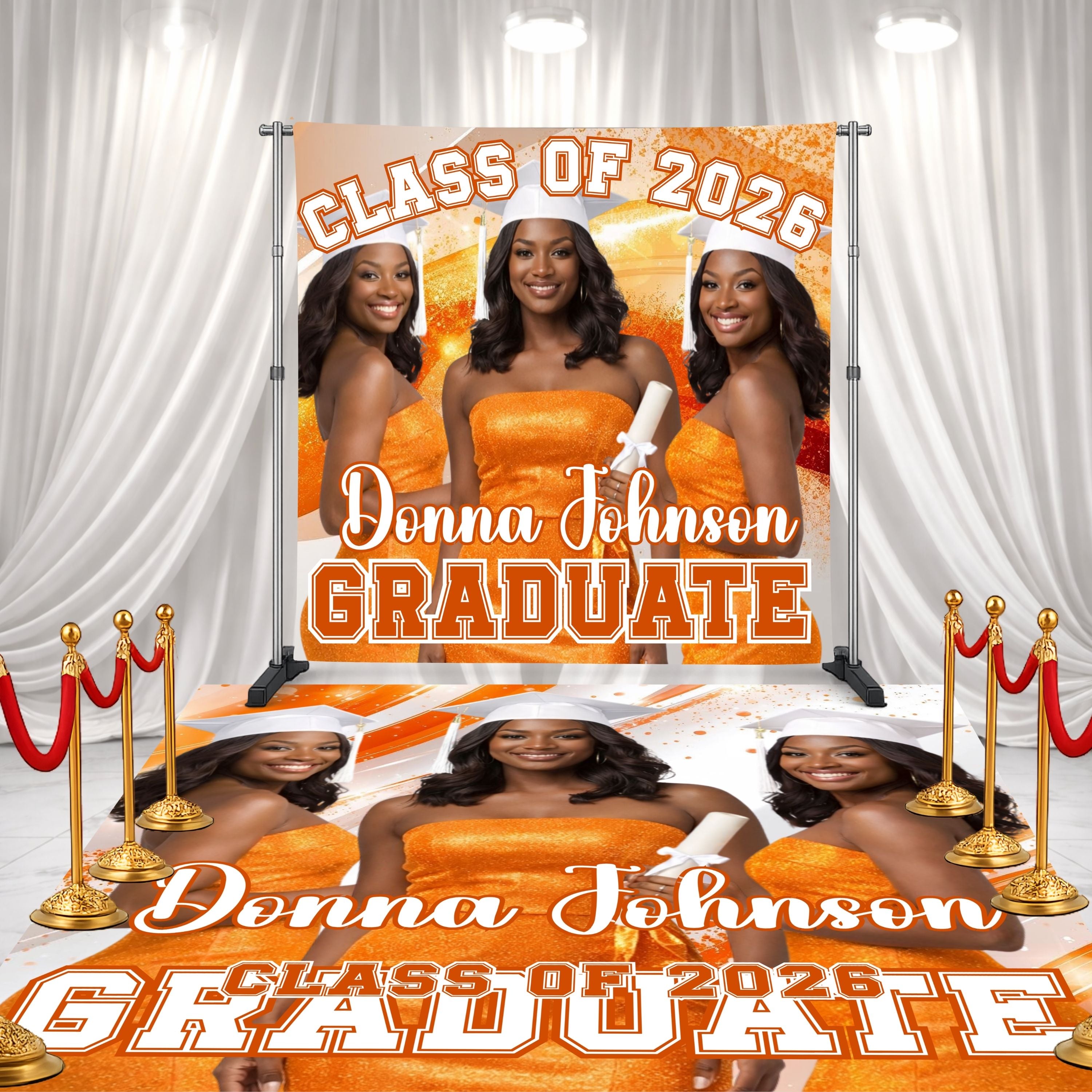 Orange Graduation Decor Set – – Add a Secondary Color to match your theme
