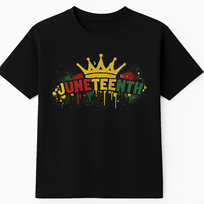 Juneteenth Crown Drip T-Shirt – Red, Yellow & Green Graffiti Style