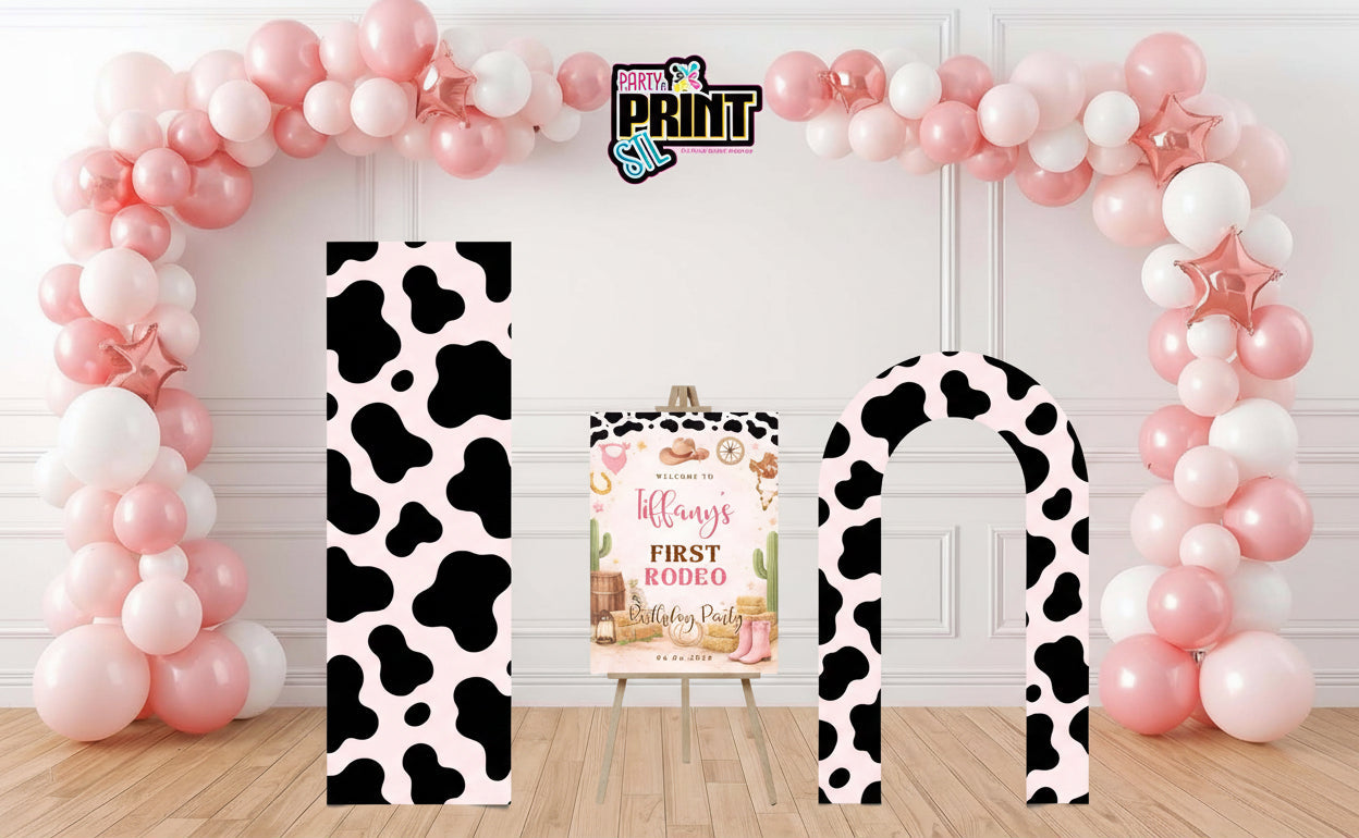 Pink Rodeo Cowgirl Party Decor Packages – Any Age | Printed Backdrops & Props | Choose Your Set