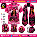 6pc 3D Shirt Bundle Including Custom Graduation Shirt, Stole, Buttons and Fans
