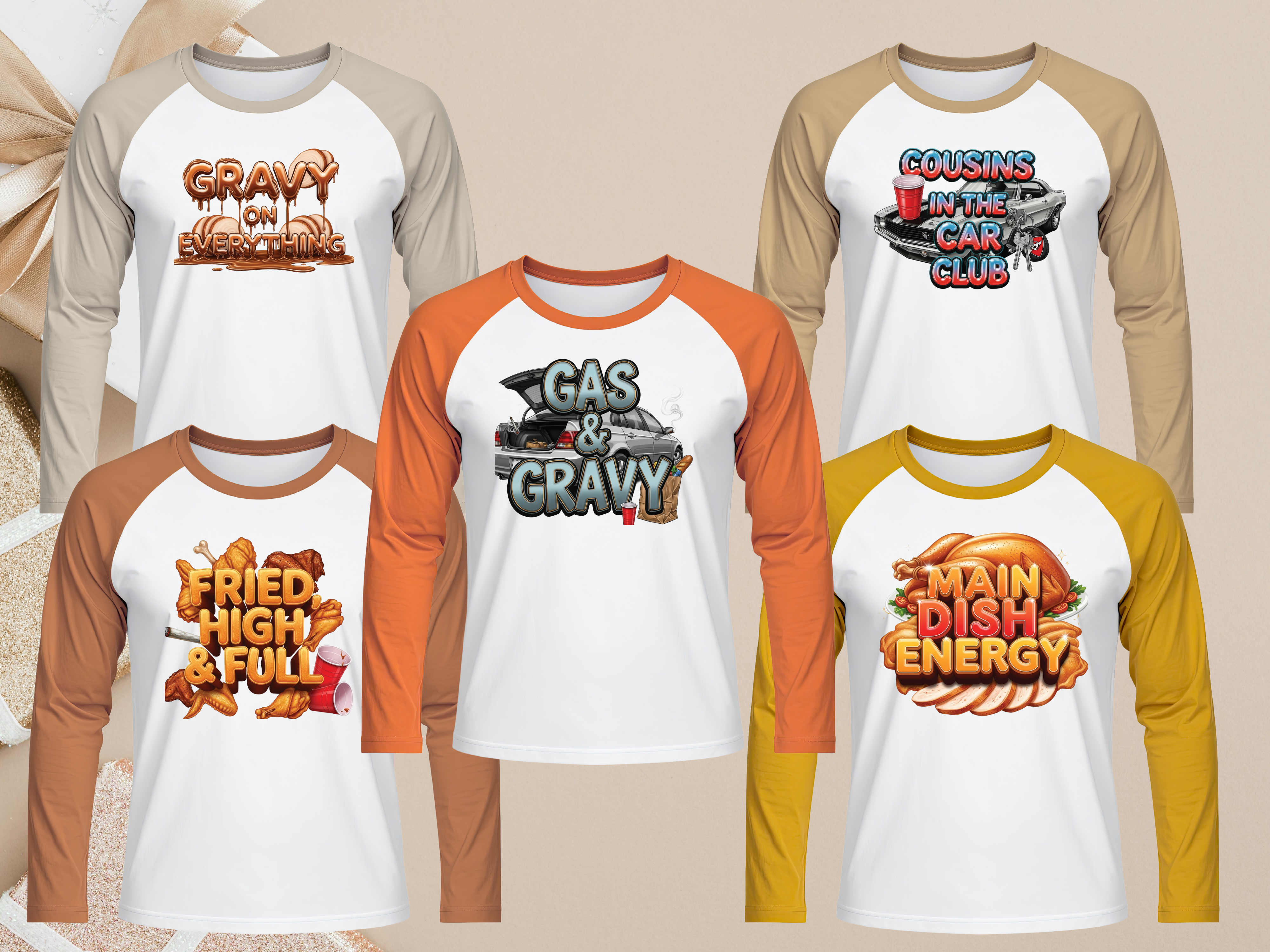 🦃 Instant Download Gangsheet | Main Dish Energy | Black AF Thanksgiving | Ready to Print PNG Files