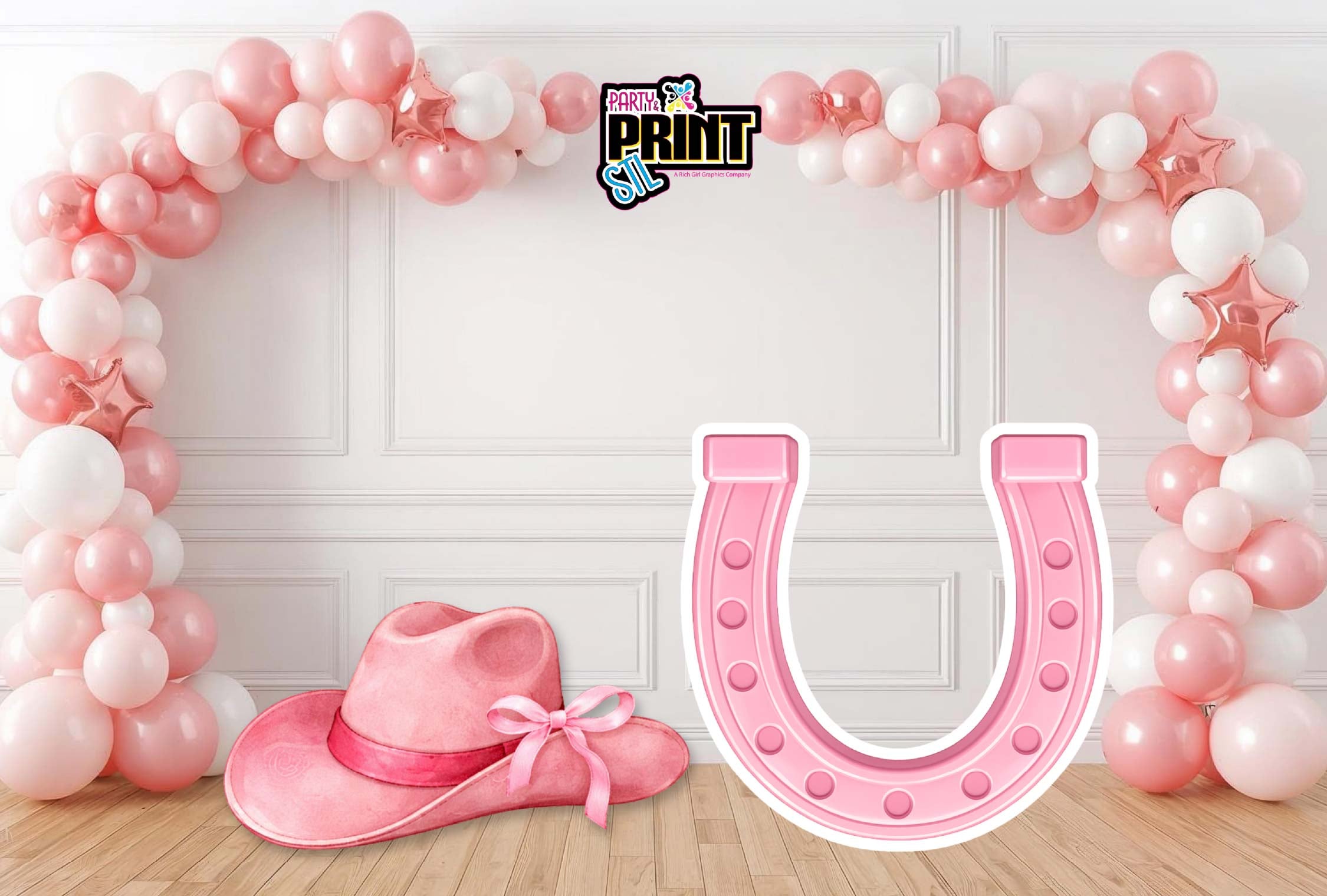 Pink Rodeo Cowgirl Party Decor Packages – Any Age | Printed Backdrops & Props | Choose Your Set