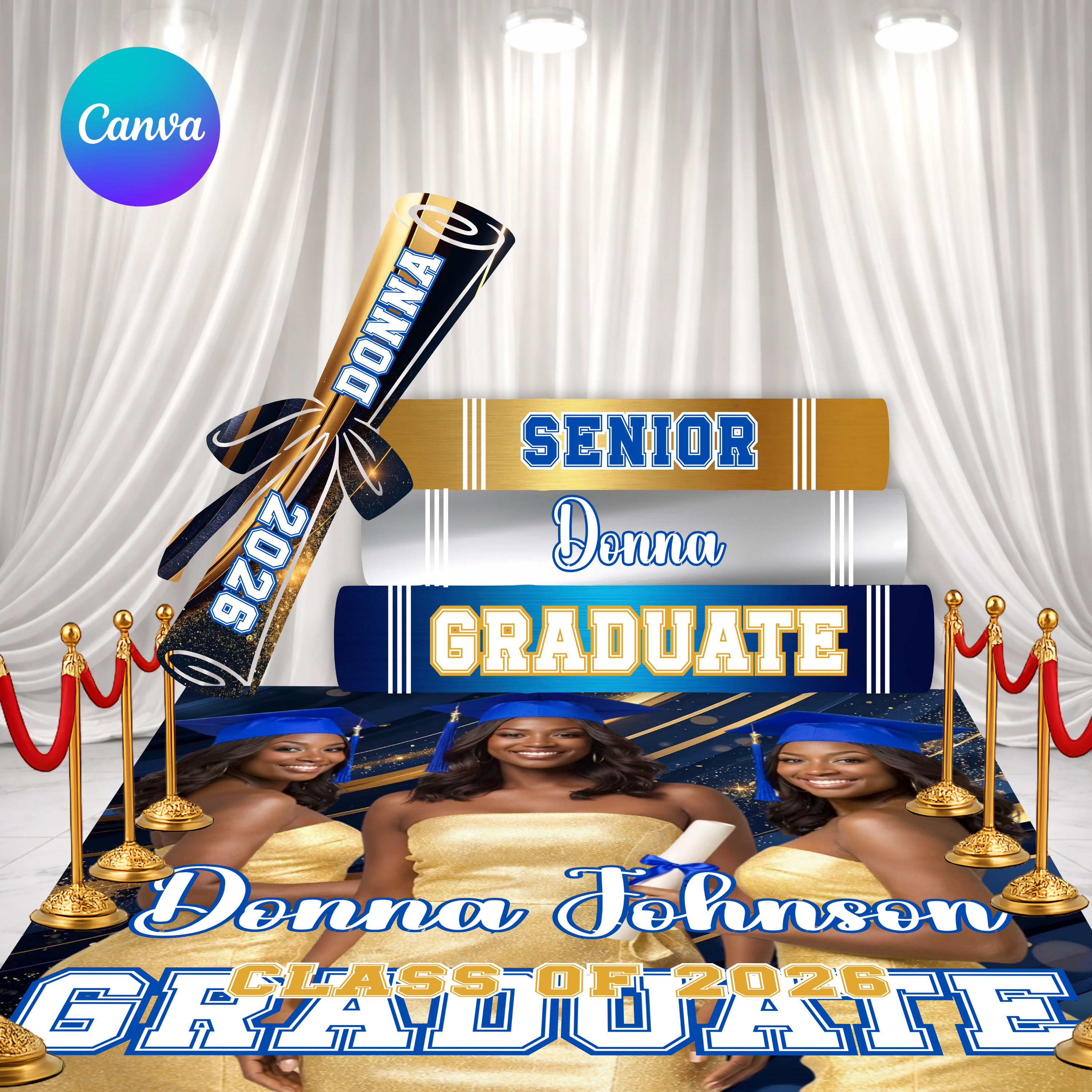 Design Gold Graduation Gold Graduation Decor Set - Add a Secondary Color to match your theme ...