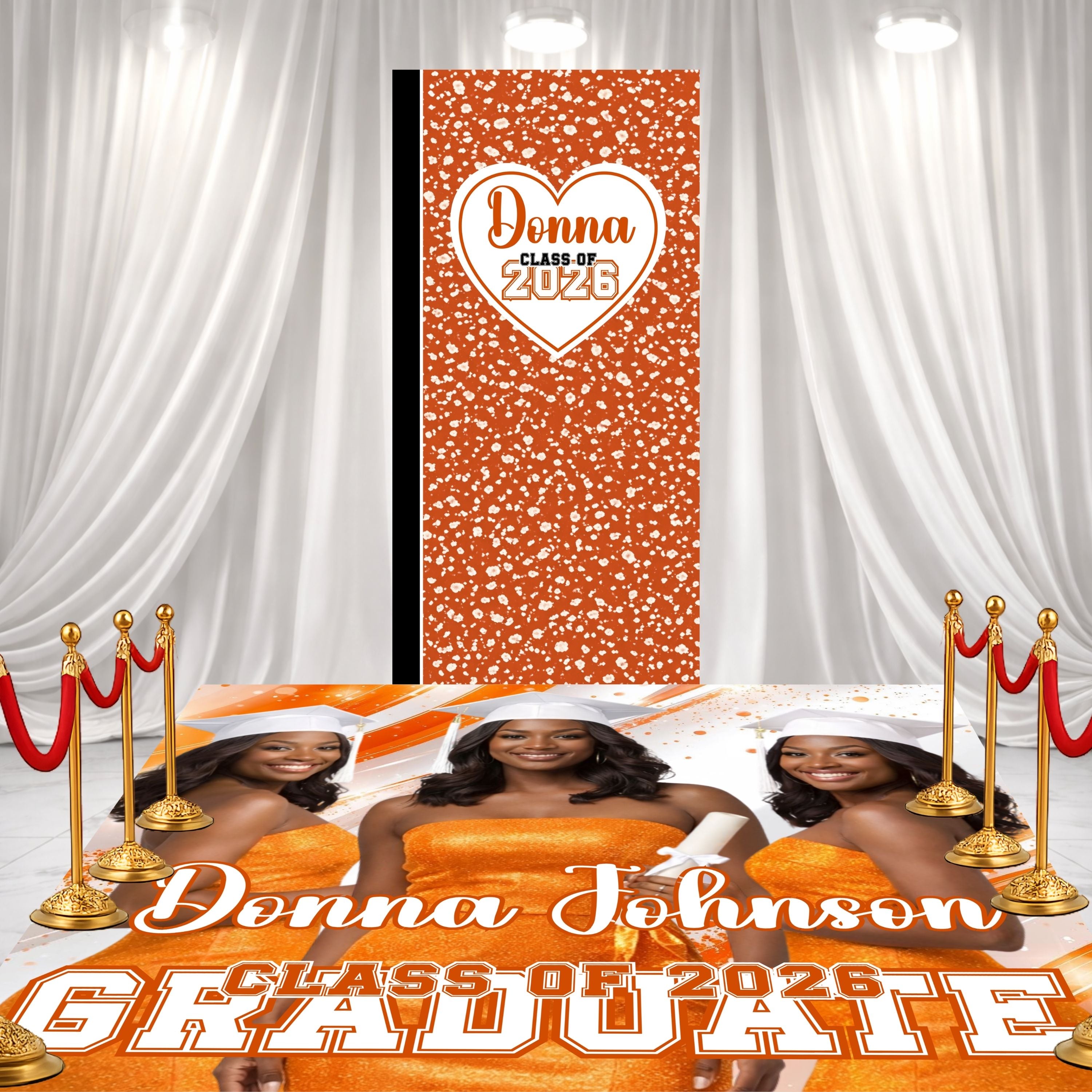 Orange Graduation Decor Set – – Add a Secondary Color to match your theme
