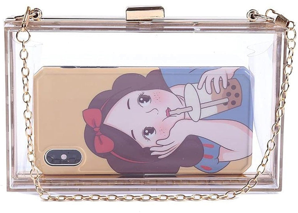 Custom Green Chris Brown Breezy Bowl Acrylic Clutch Purse with Gold Chain