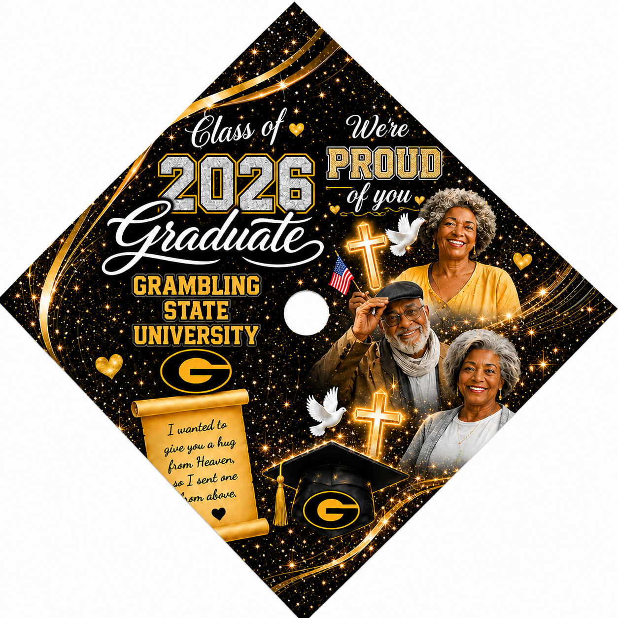 A Hug From Heaven Graduation Cap Topper | Custom Colors Available