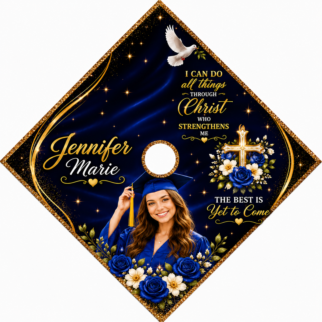 All Things Through Christ Graduation Cap Topper | Custom Colors Available
