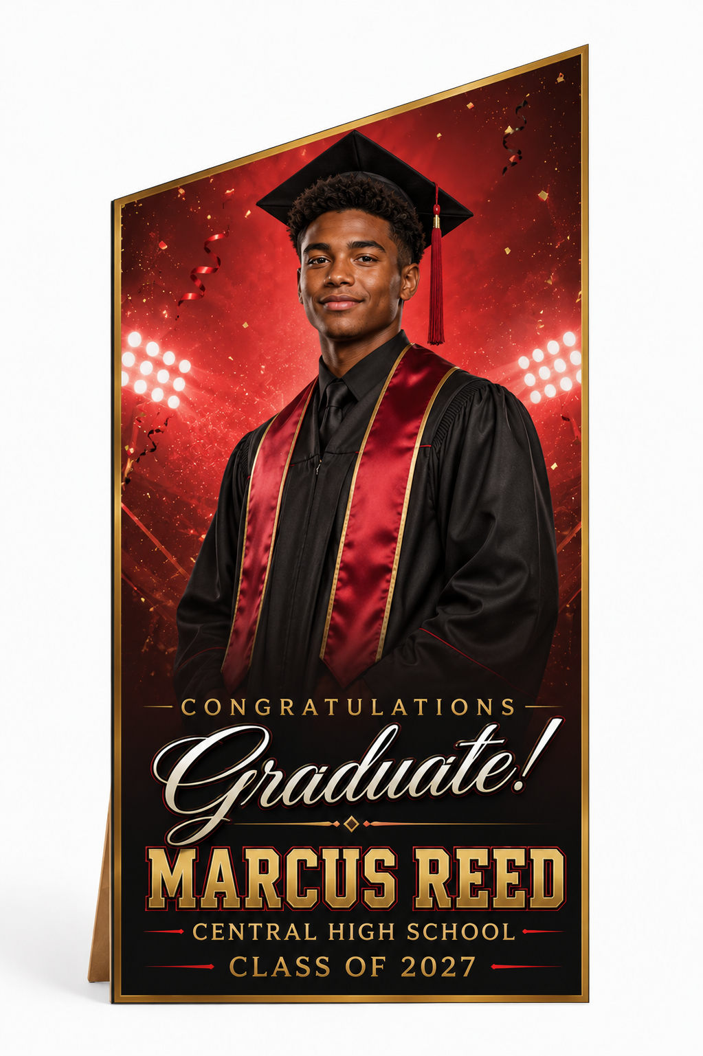 Custom Angled Graduation Photo Board | Personalized Photo Event Display | Senior Grad Party Decor