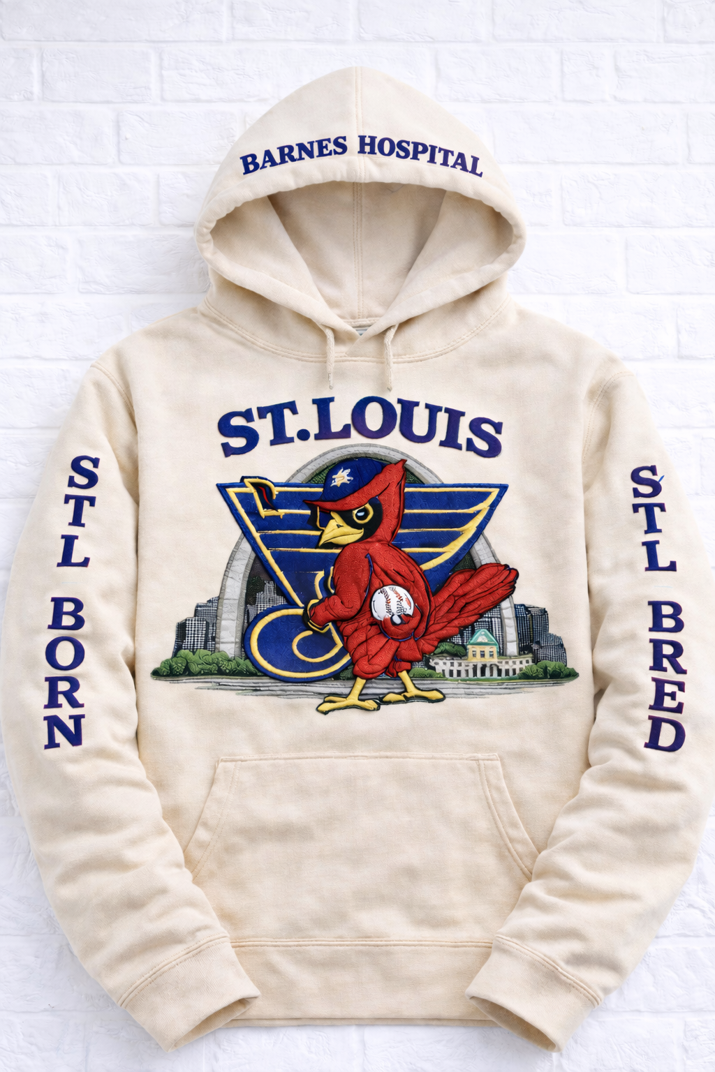 STL Born N Bred Hoodie | Faux Embroidered Look | 314 Day Special