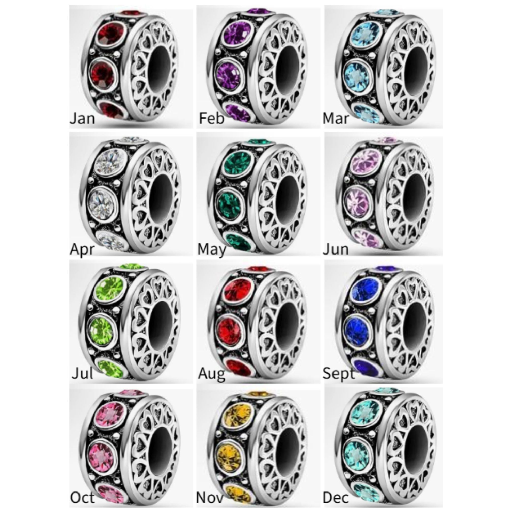 Sterling Silver Charm Bracelet ~ Heart Photo Charms