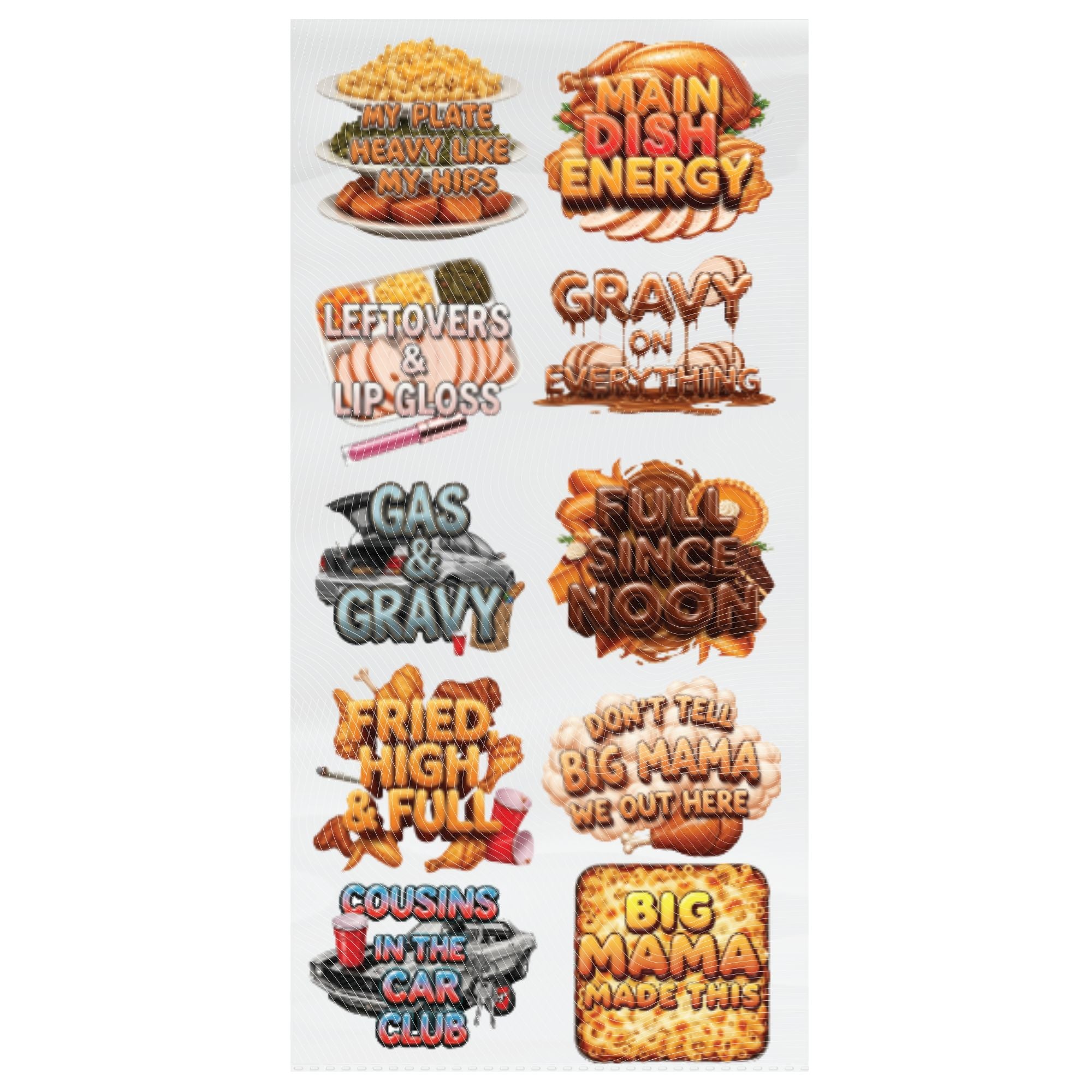 🦃 Instant Download Gangsheet | Main Dish Energy | Black AF Thanksgiving | Ready to Print PNG Files