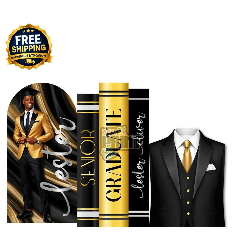 Black Tie Graduation Decor Set | GOLD PACKAGE