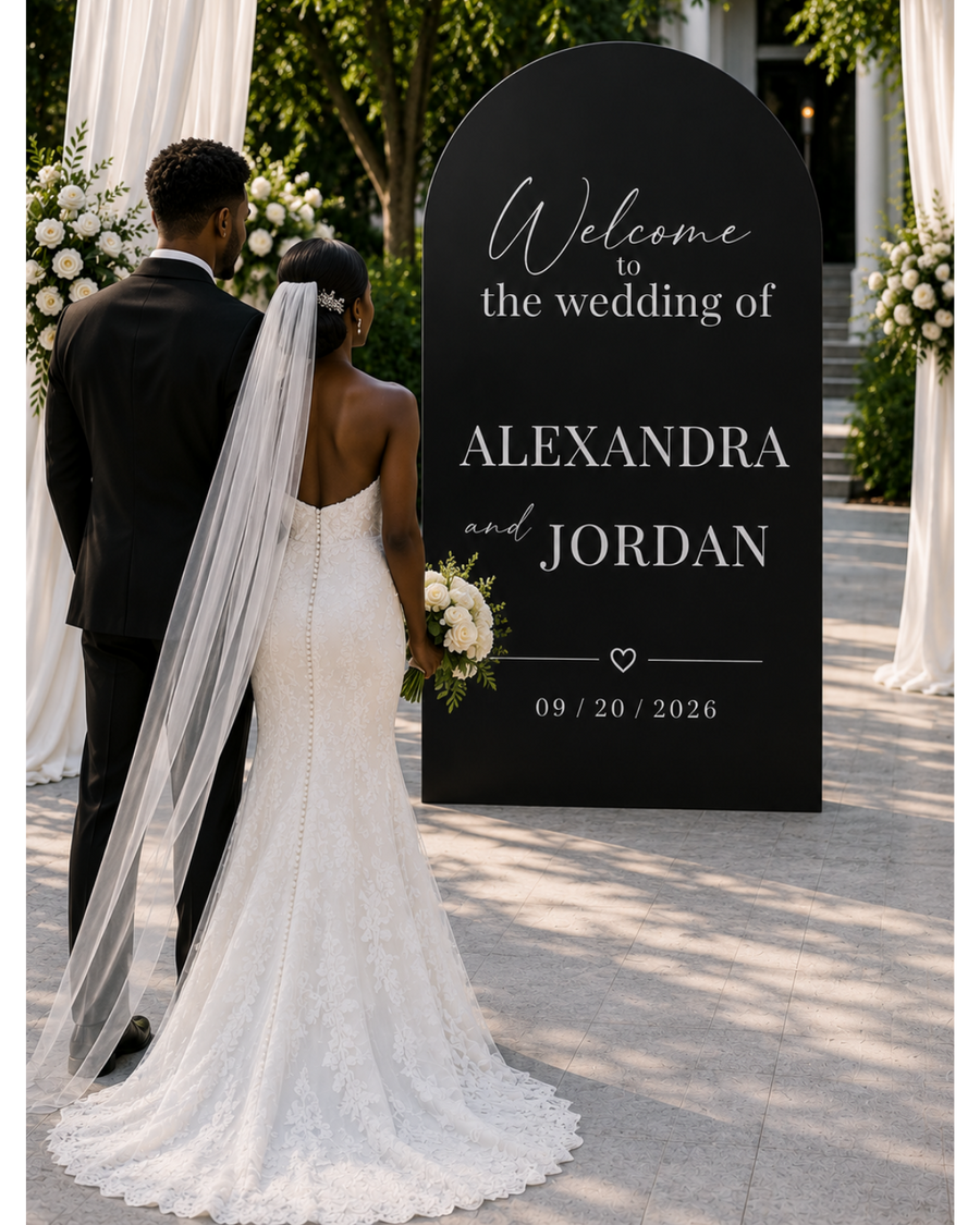 Black Tie Grand Statement Wedding Welcome Boards | Large Personalized Wedding Welcome Board | 5,6,7 Feet Tall