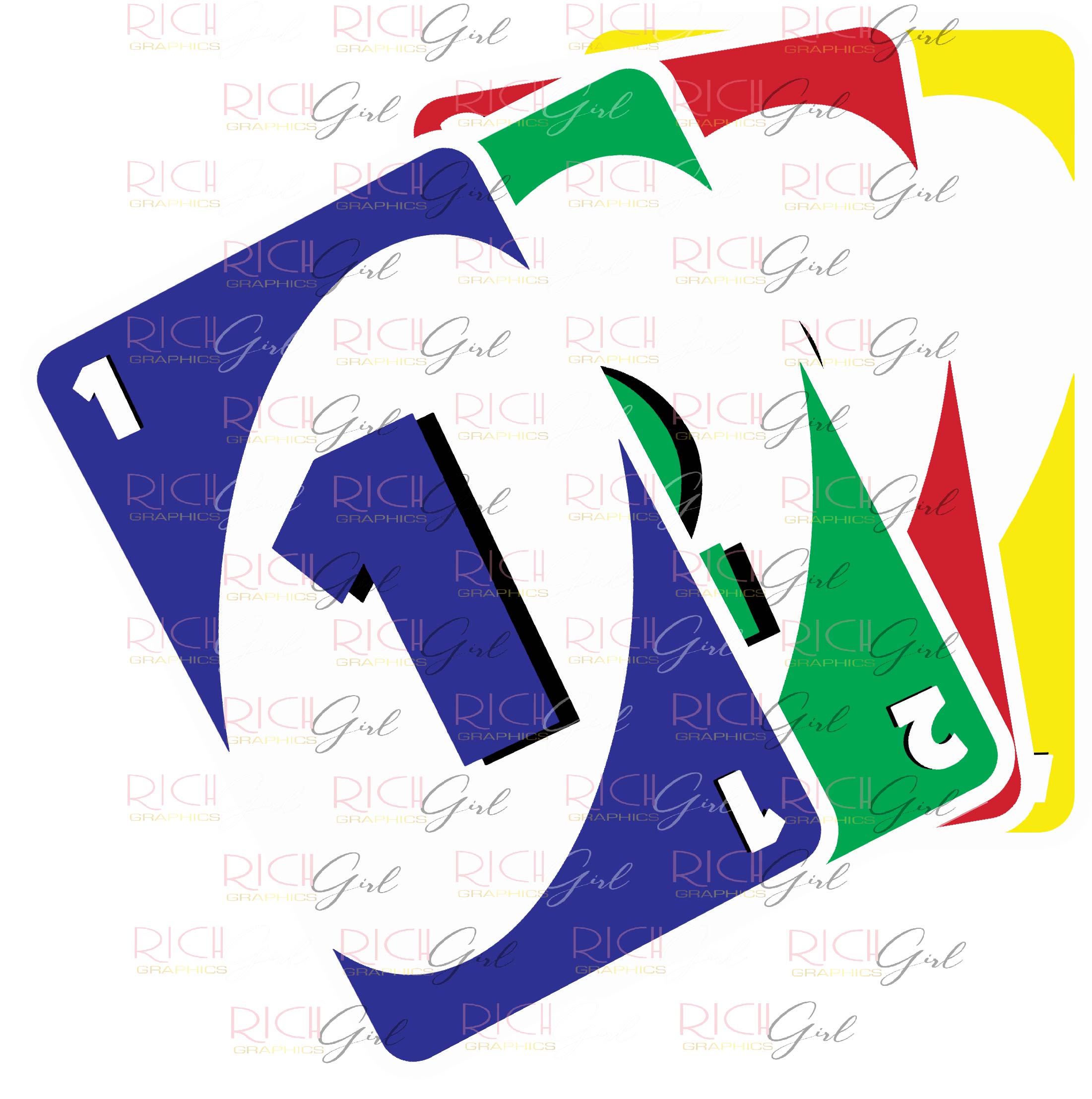 Uno Cutout Props - BLUE CARDS