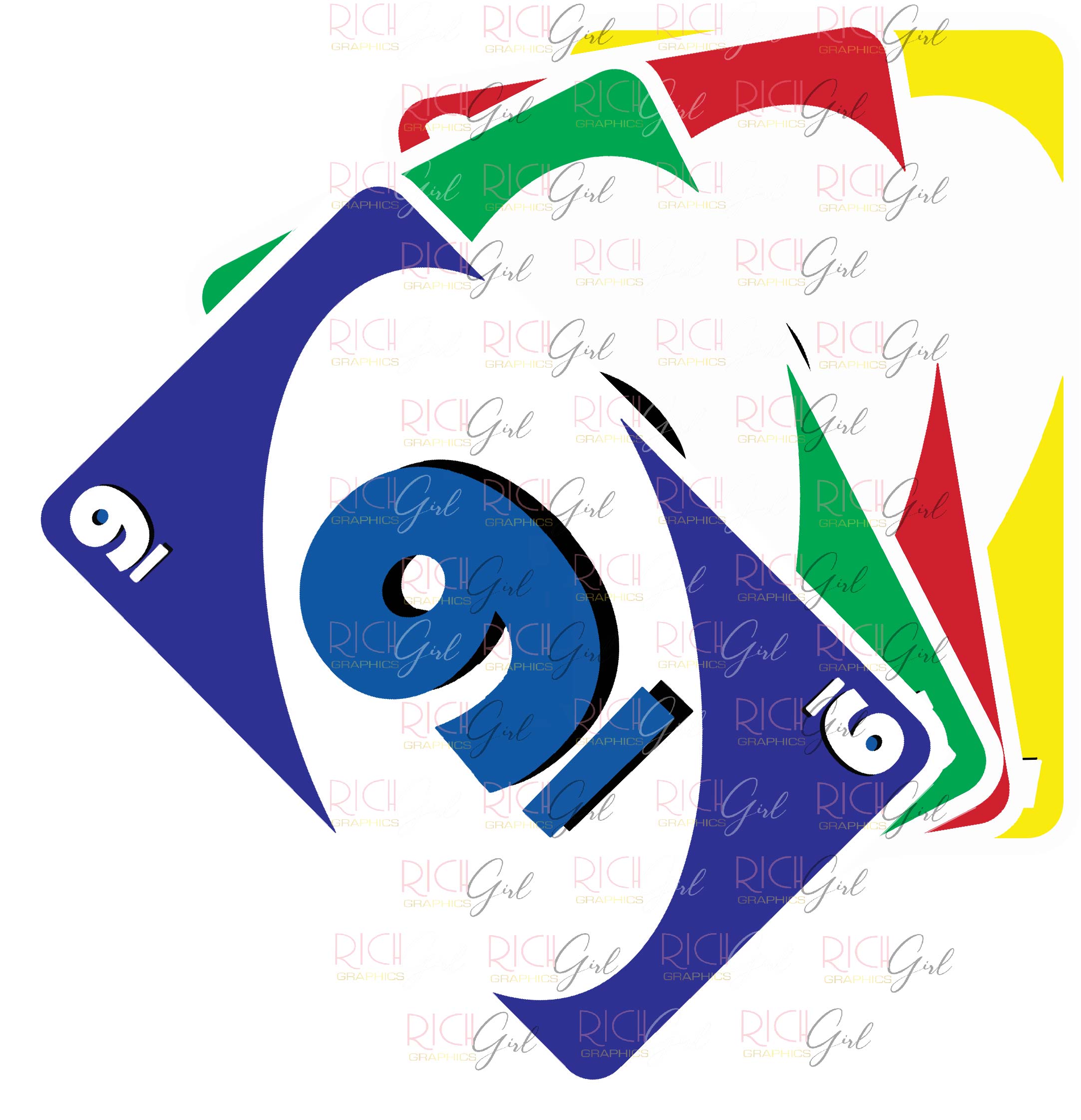 Uno Cutout Props - BLUE CARDS