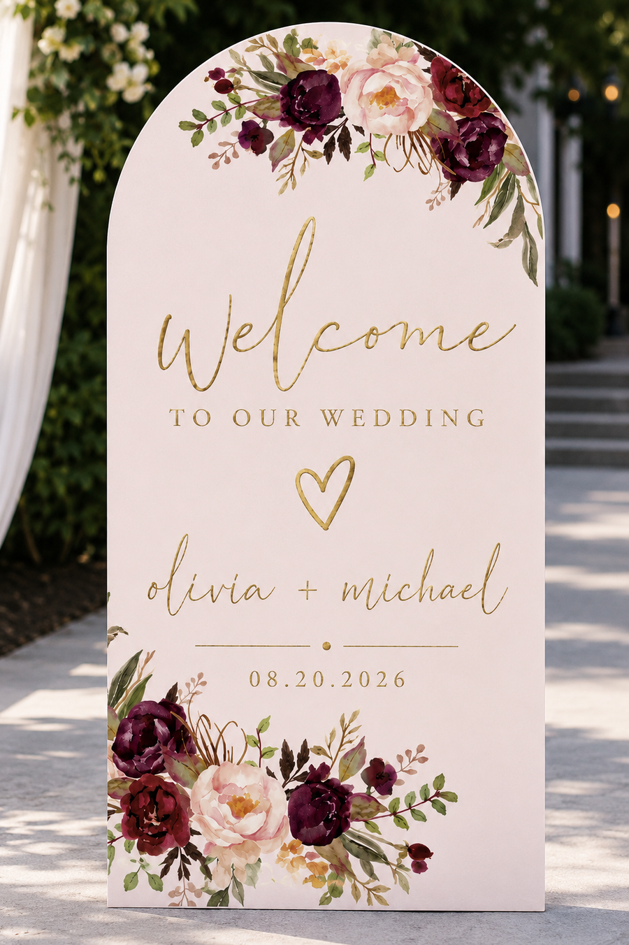 Blushing Blooms Grand Statement Wedding Welcome Boards | Large Personalized Wedding Welcome Board