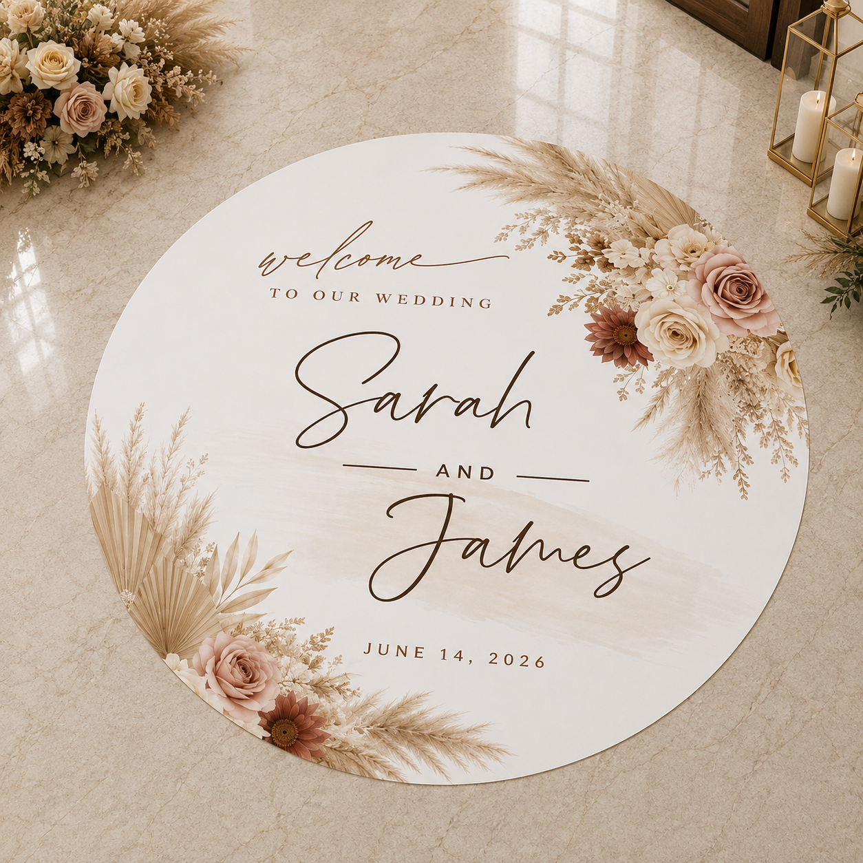Boho Wedding Floor Decal | Personalized Bohemian Wedding Floor Wrap