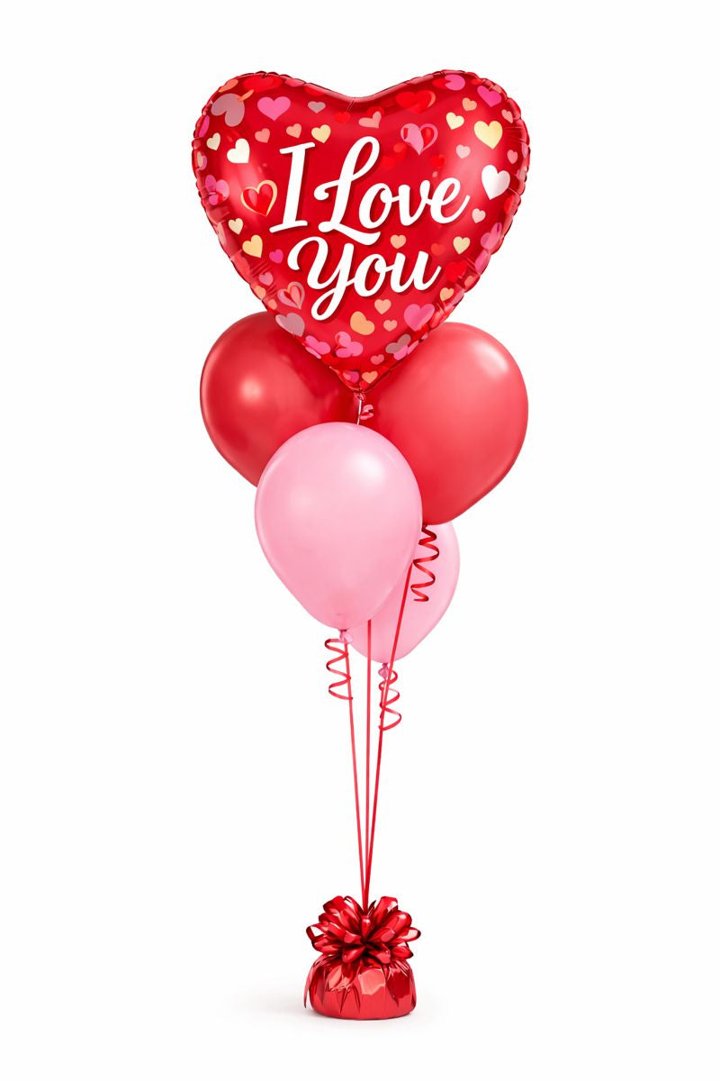 Valentine’s Day Balloon Bouquet – Heart Foil & Latex with Weight