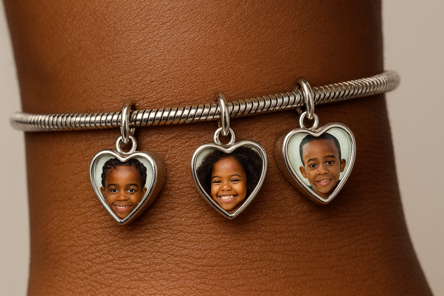 Custom Heart-Shaped Photo Charm With Glass Cabochon – Personalized Keepsake Pendant