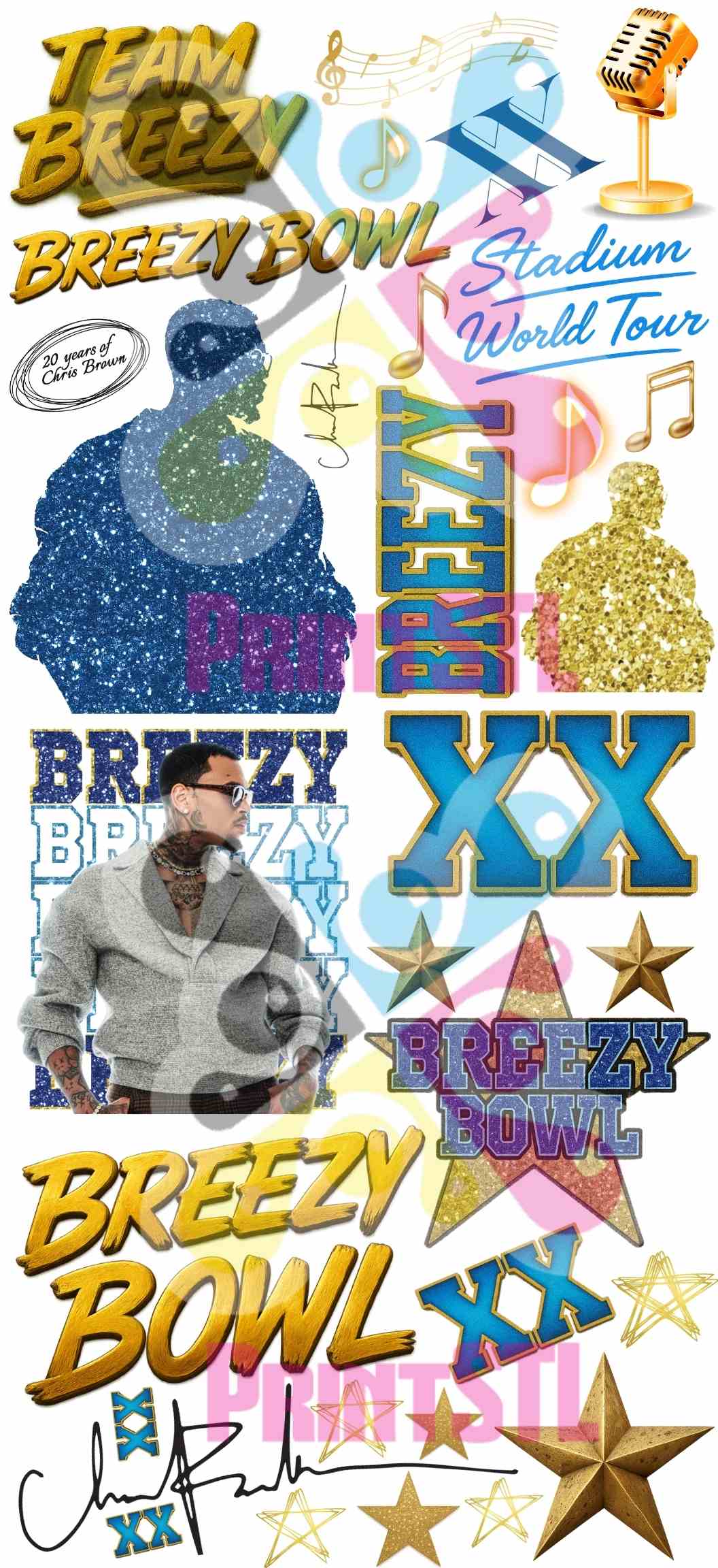 Chris Brown Breezy Bowl DTF Transfer – XXL 22"x48" Gang Sheet
