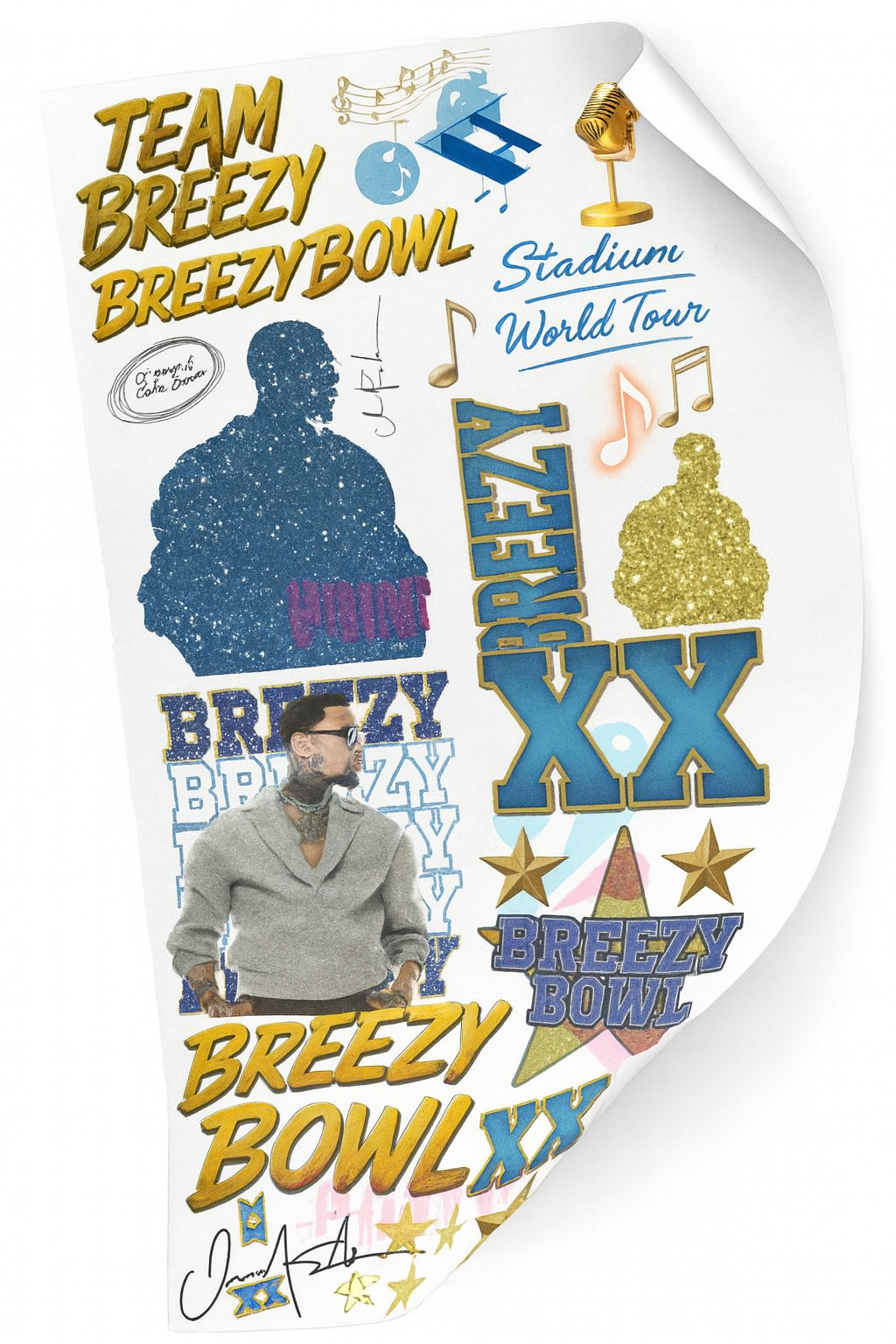 Chris Brown Breezy Bowl DTF Transfer – XXL 22"x48" Gang Sheet