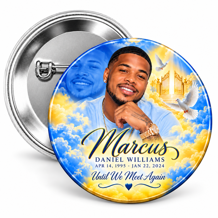 Custom Memorial Button | Personalized Photo Funeral Pin