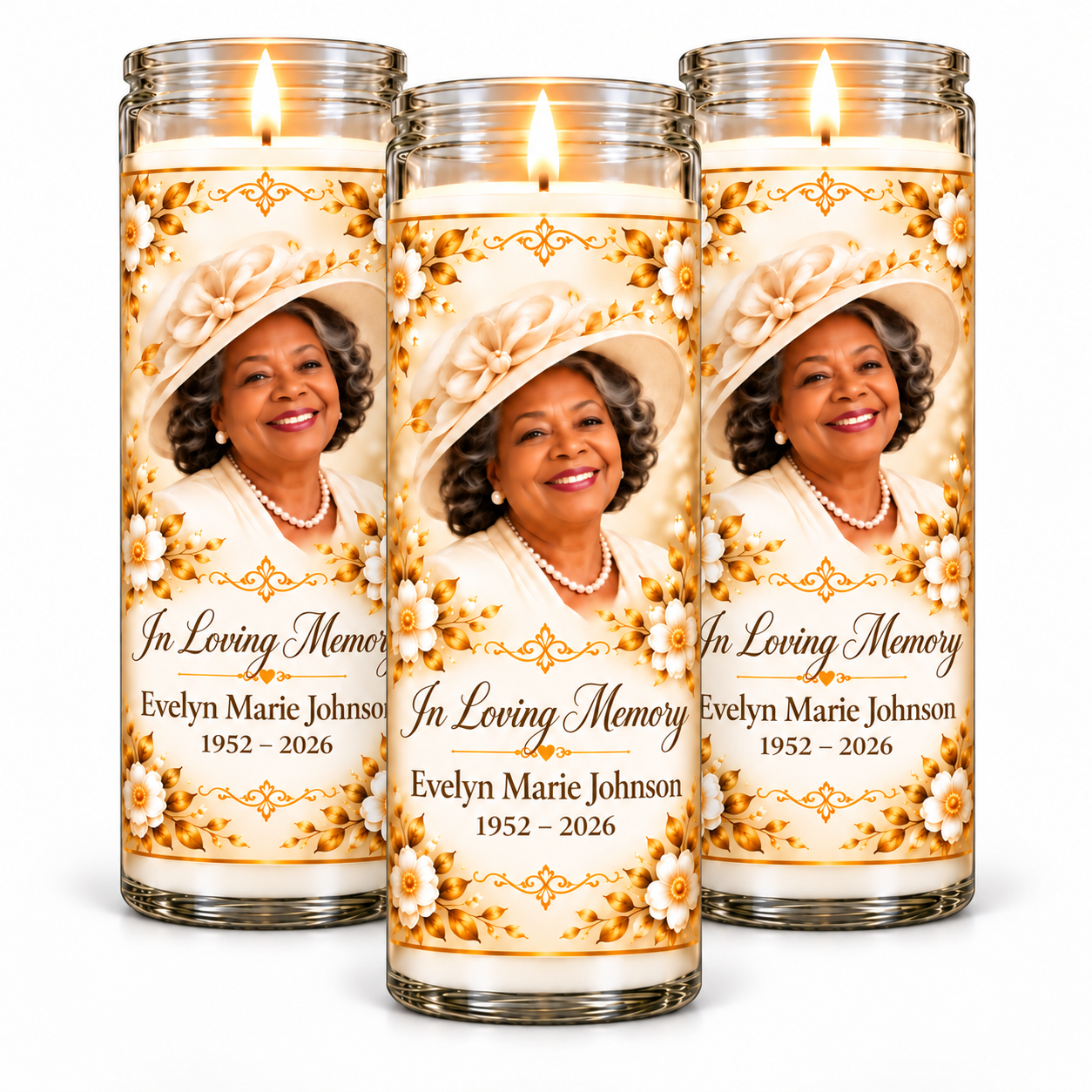 Custom 3-Piece Memorial Candle Set | Personalized Photo Candle | Celebration of Life & Funeral Keepsake