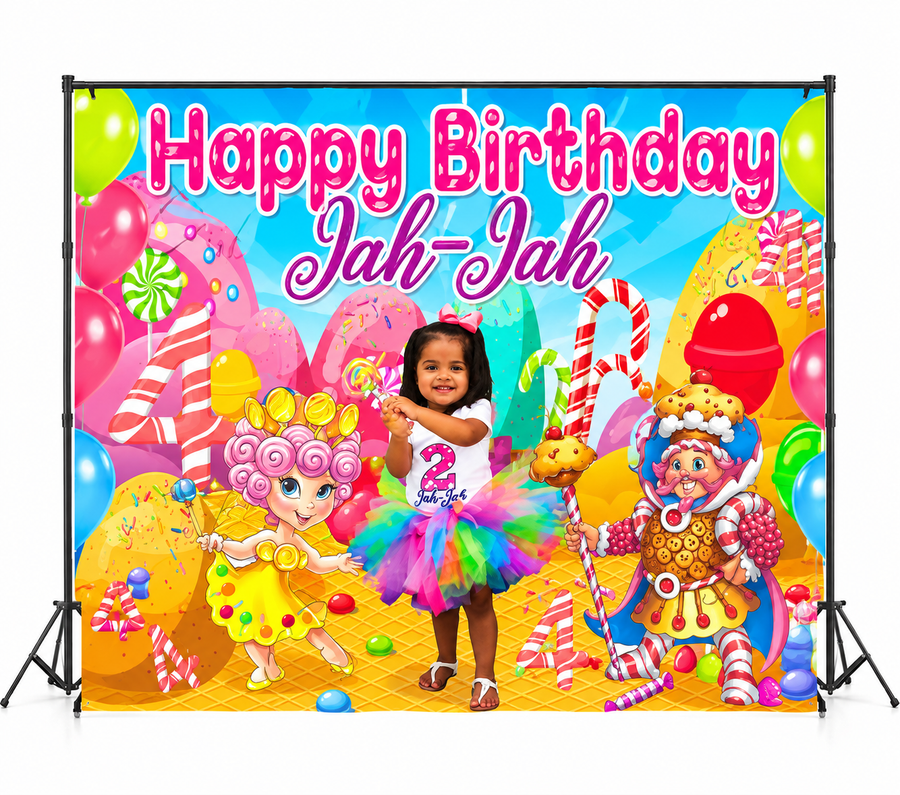 Candyland Birthday Backdrop | Custom Kids Birthday Photo Backdrop