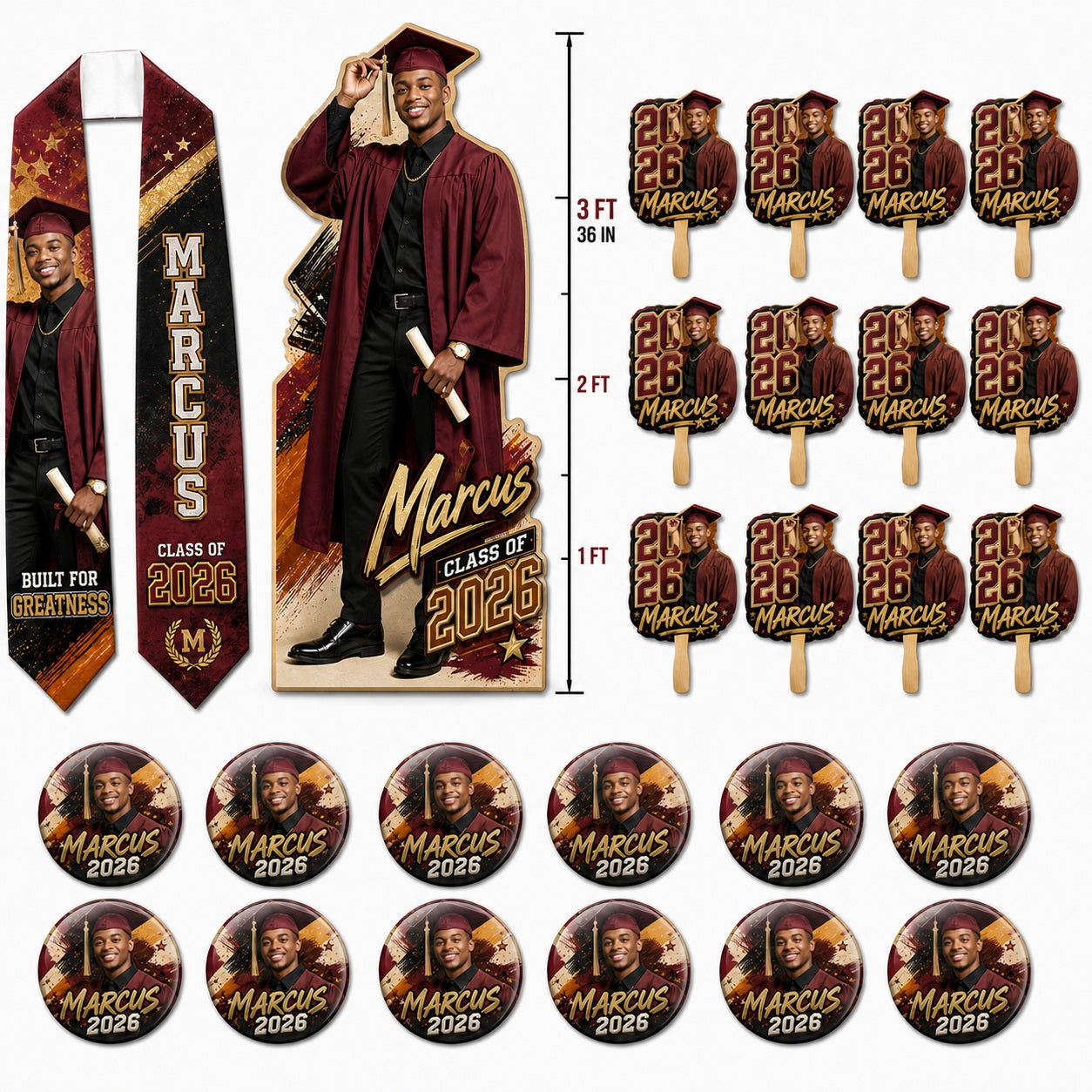 Celebration Plus Keepsake Graduation Package | Graduation Stole | 25 Grad Keepsakes
