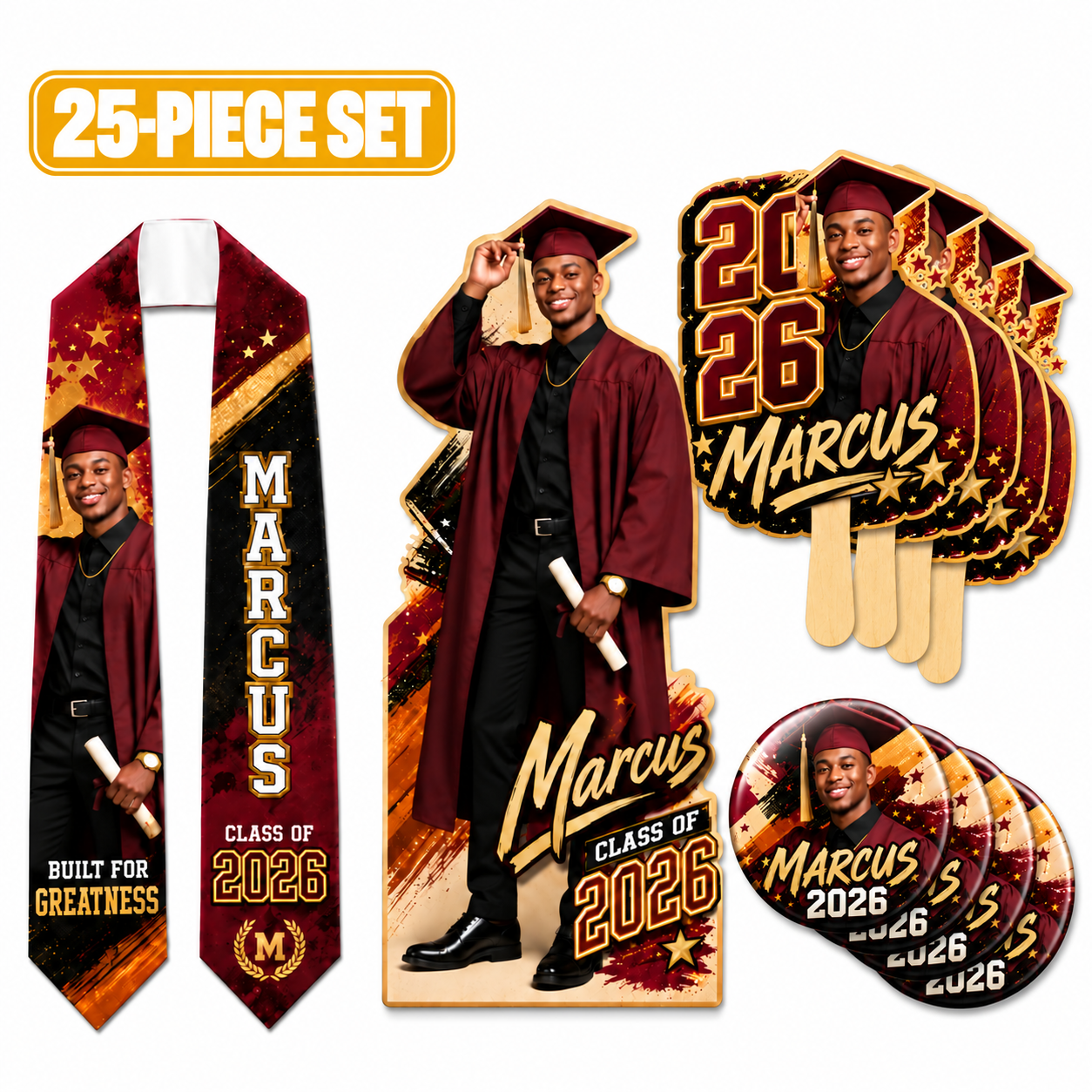 Celebration Plus Keepsake Graduation Package | Graduation Stole | 25 Grad Keepsakes