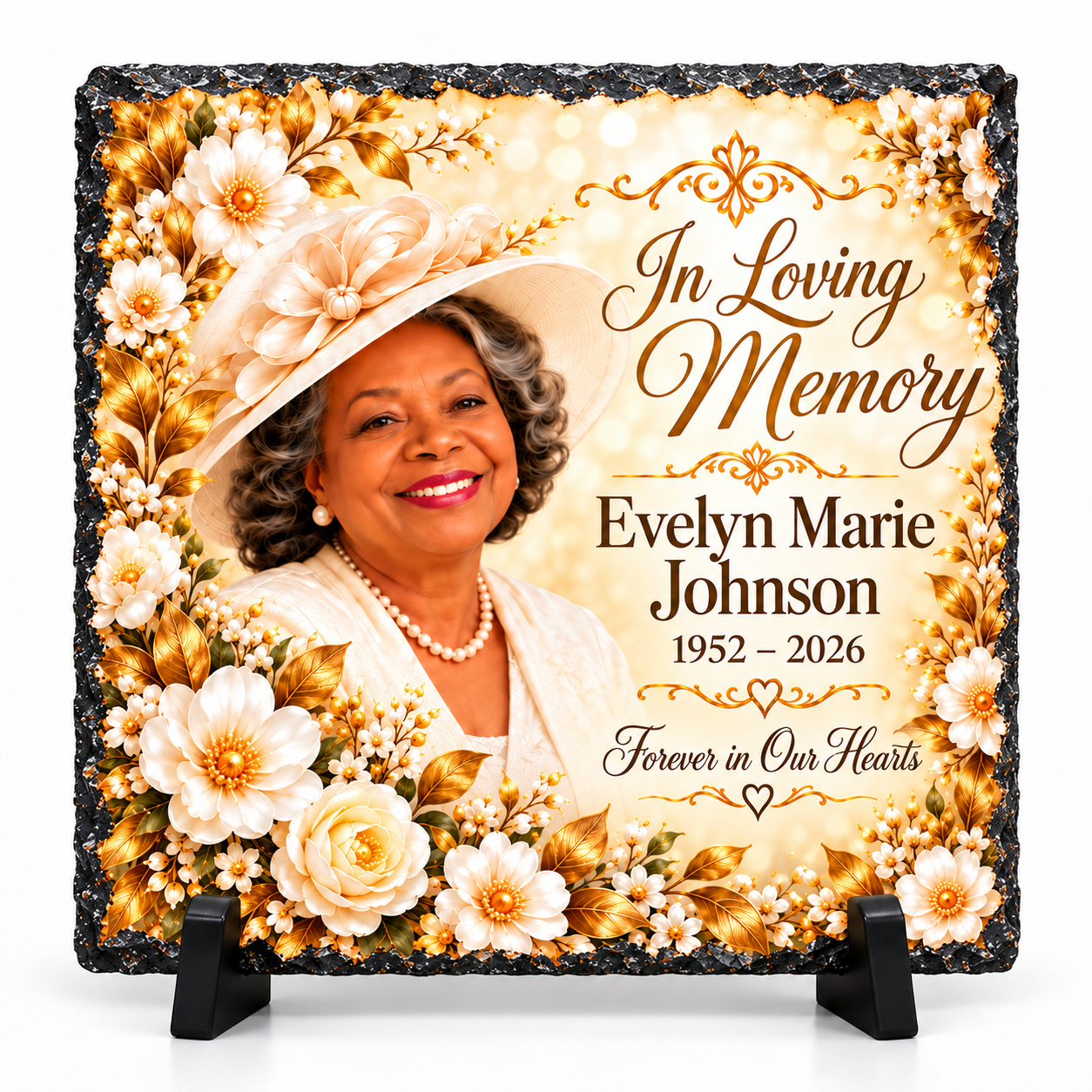 Slate Memorial Plaque Centerpiece | Personalized Photo Memorial Keepsake