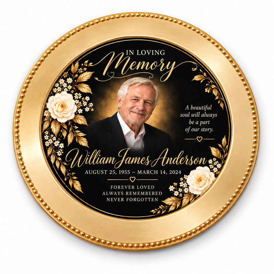 Custom Memorial Charger Inserts | Personalized Celebration of Life Table Décor | Funeral Plate Inserts