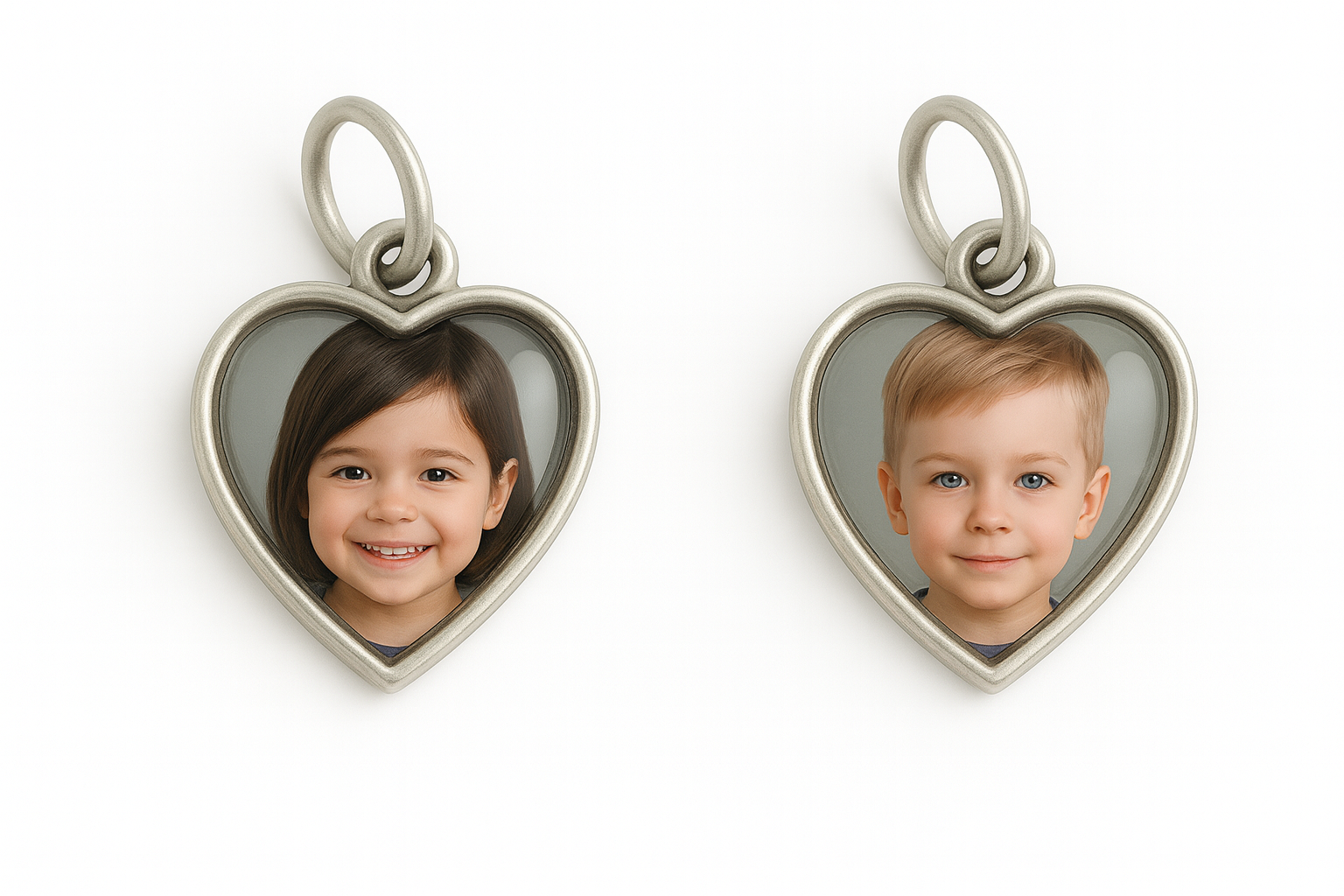 Custom Heart-Shaped Photo Charm With Glass Cabochon – Personalized Keepsake Pendant