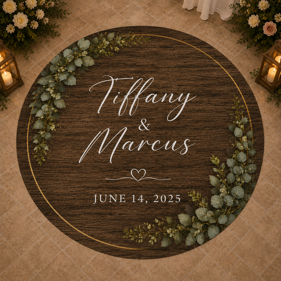 Rustic Charm Wedding Floor Decal | Personalized Wedding Floor Wrap