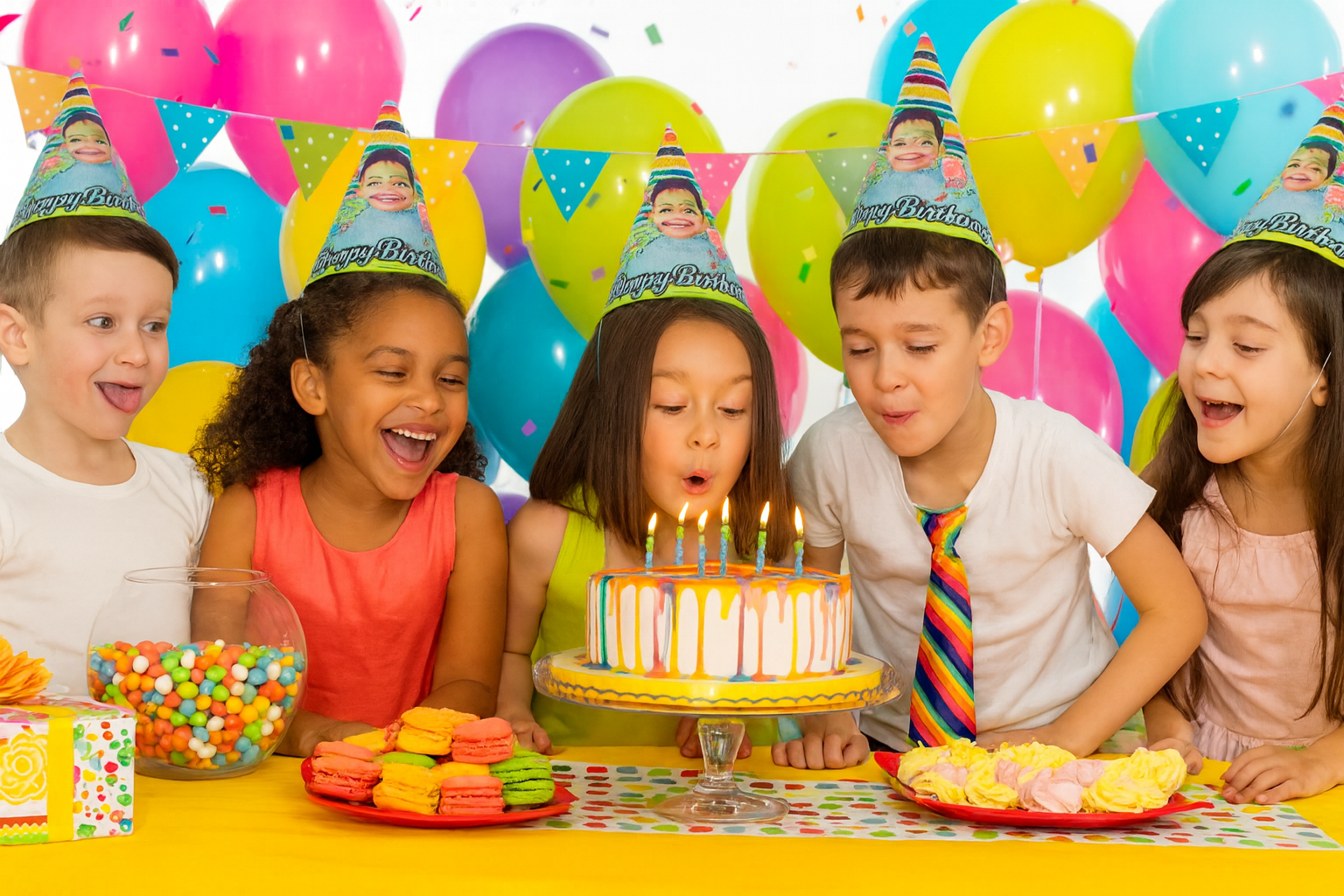 Custom Photo Birthday Party Hat – Personalized Kids Party Cone Hat