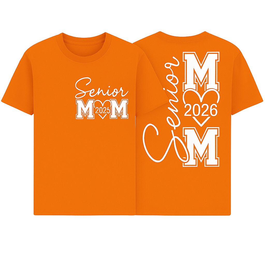 Senior Mom 2026 Shirt – Custom Graduation Year | Front & Back Print | Proud Mom Senior Night T-Shirt