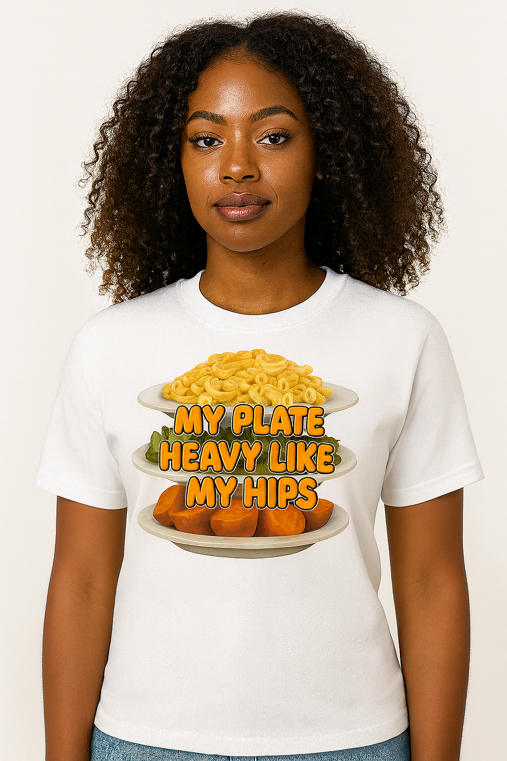 My Plate Heavy Like My Hips T-Shirt | Funny Black AF Thanksgiving Unisex Tee