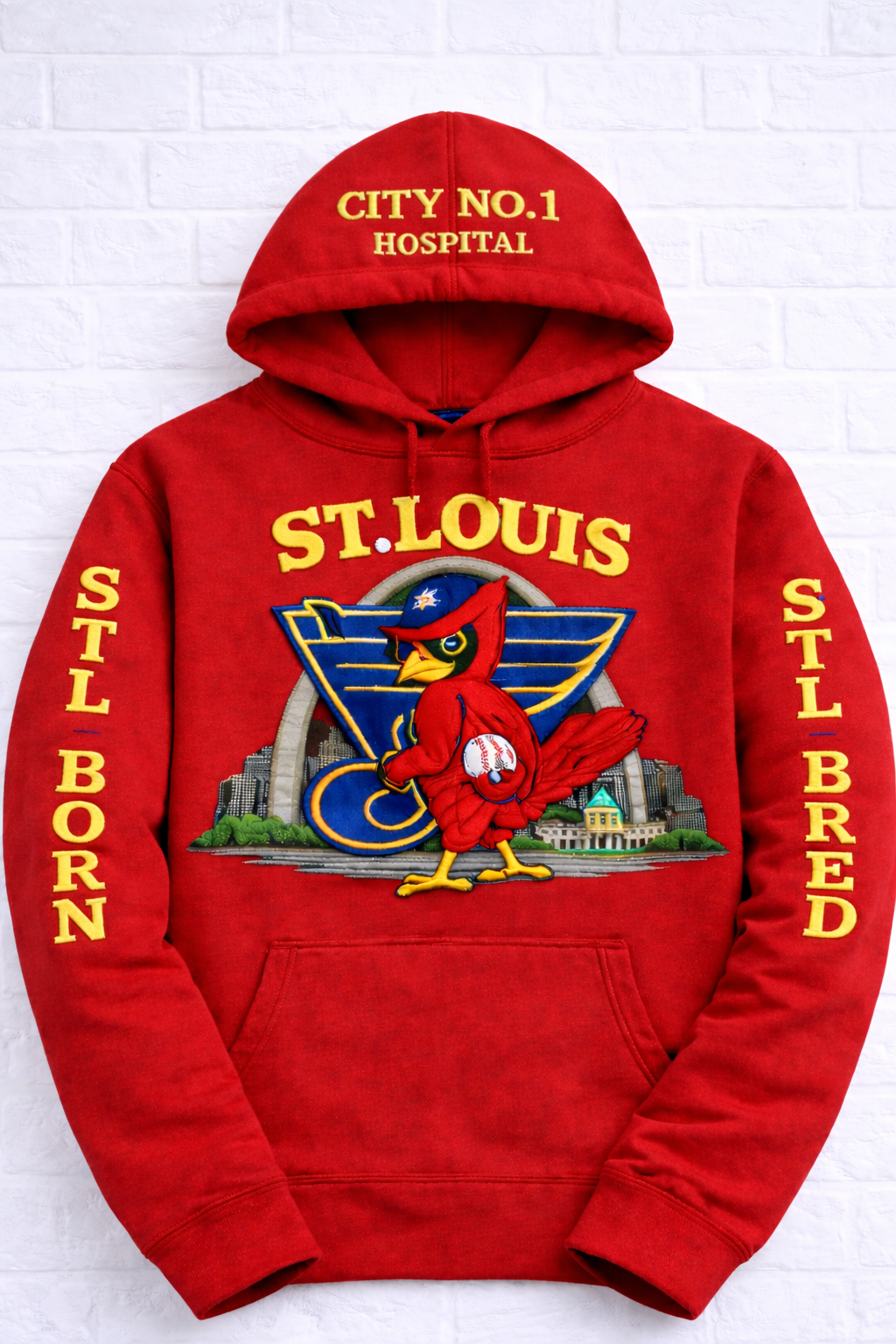 STL Born N Bred Hoodie | Faux Embroidered Look | 314 Day Special