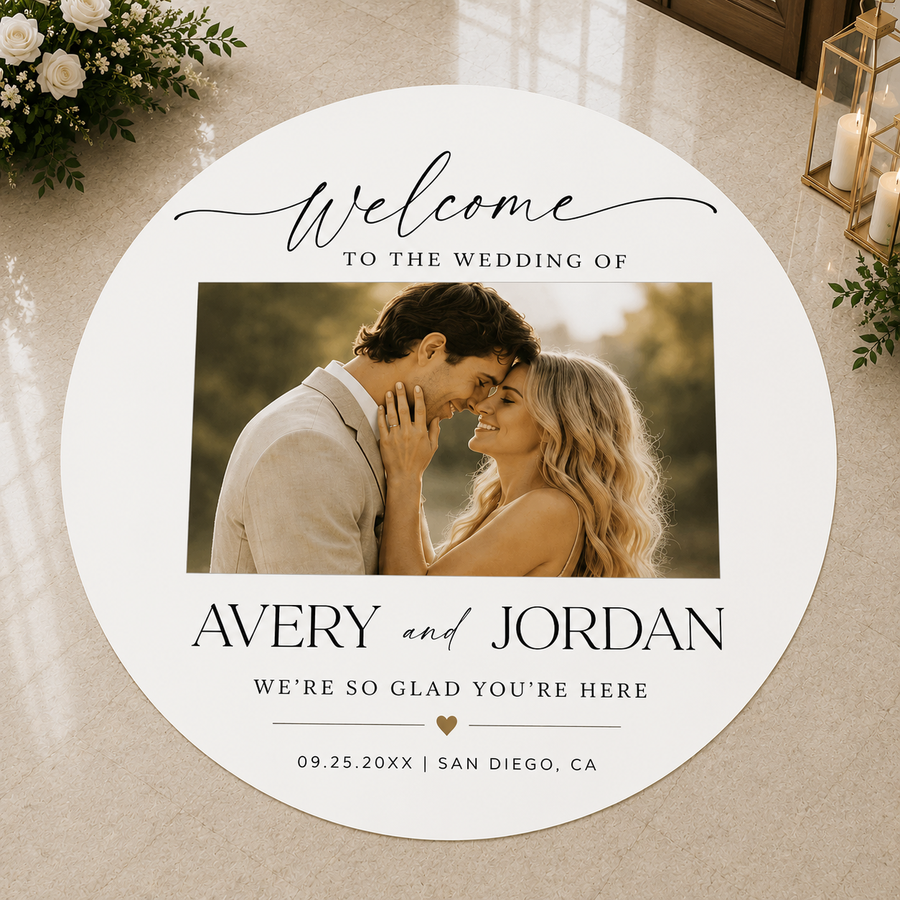 Classic Elegance Wedding Floor Decal | Personalized Photo Wedding Floor Wrap