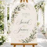 Greenery Wedding Welcome Sign | Personalized Wedding Welcome Board