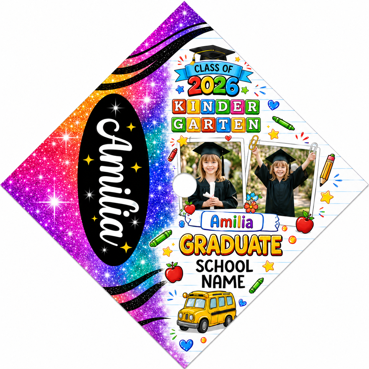 Crayon Delight Graduation Cap Topper | Kids Size